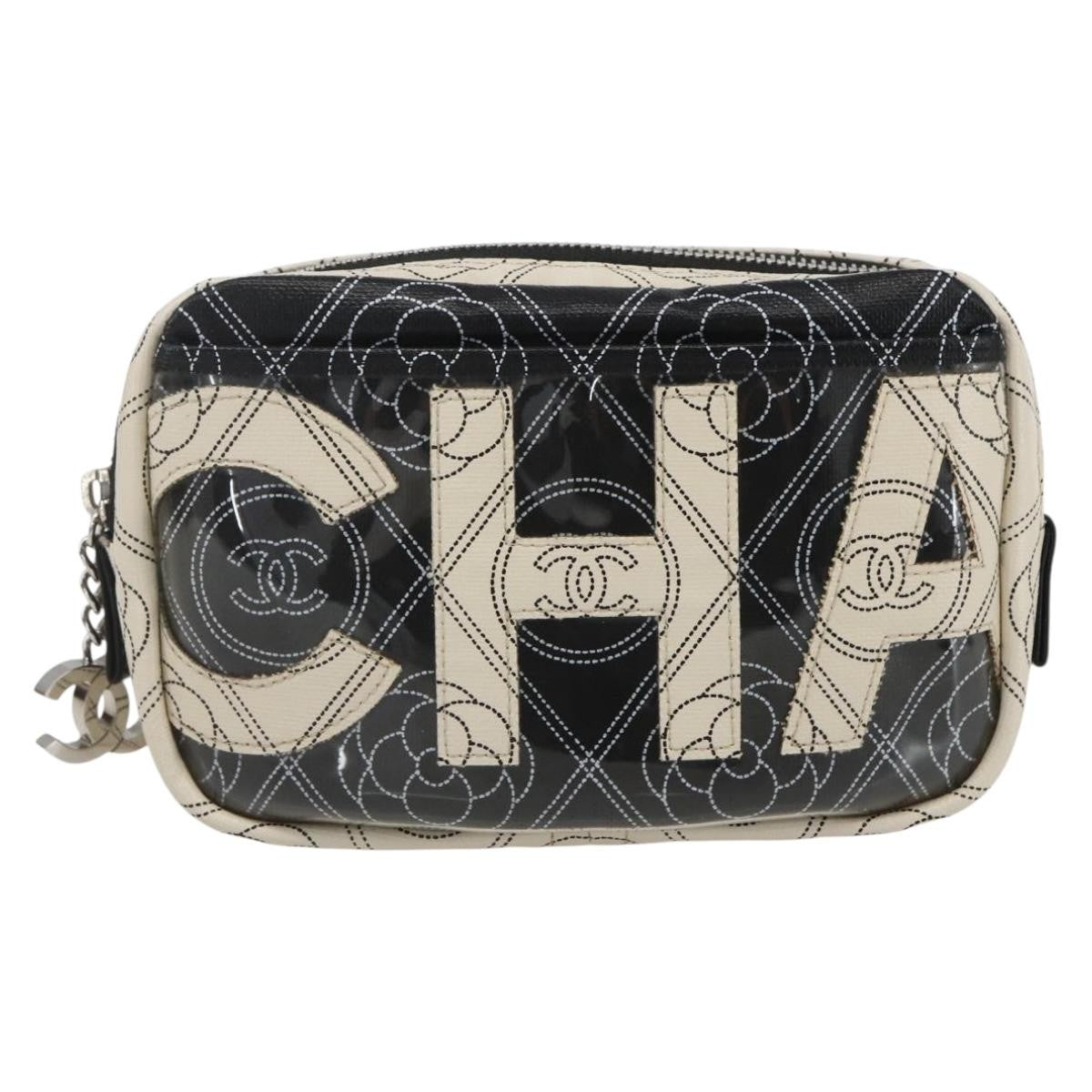 Chanel Logo Camera Case Clutch Printed Coated Canvas Black Pvc Clutche & Pouche Bag (Pre-Owned)