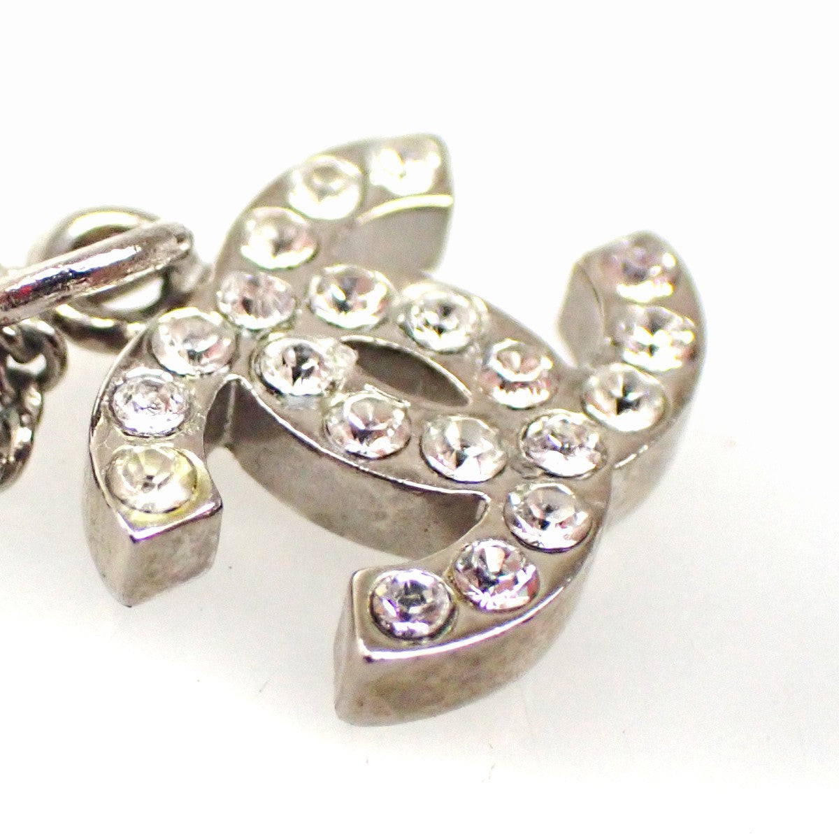 Chanel Vintage Cc Logo Chain Charm Pendant Silver Plated Silver Silver_Plated Necklace Jewelry (Pre-Owned)