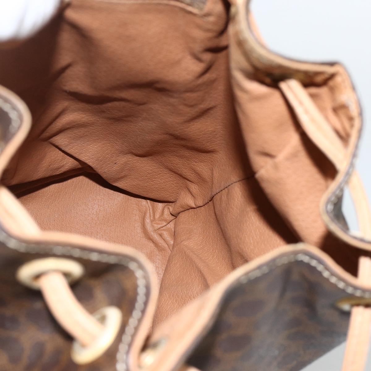 Celine Vintage Drawstring Flap Macadam Coated Canvas Brown Canvas Backpack Bag (Pre-Owned)