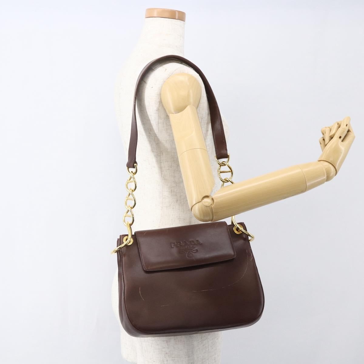 Prada Vintage Leather Brown Leather Shoulder Bag Bag (Pre-Owned)