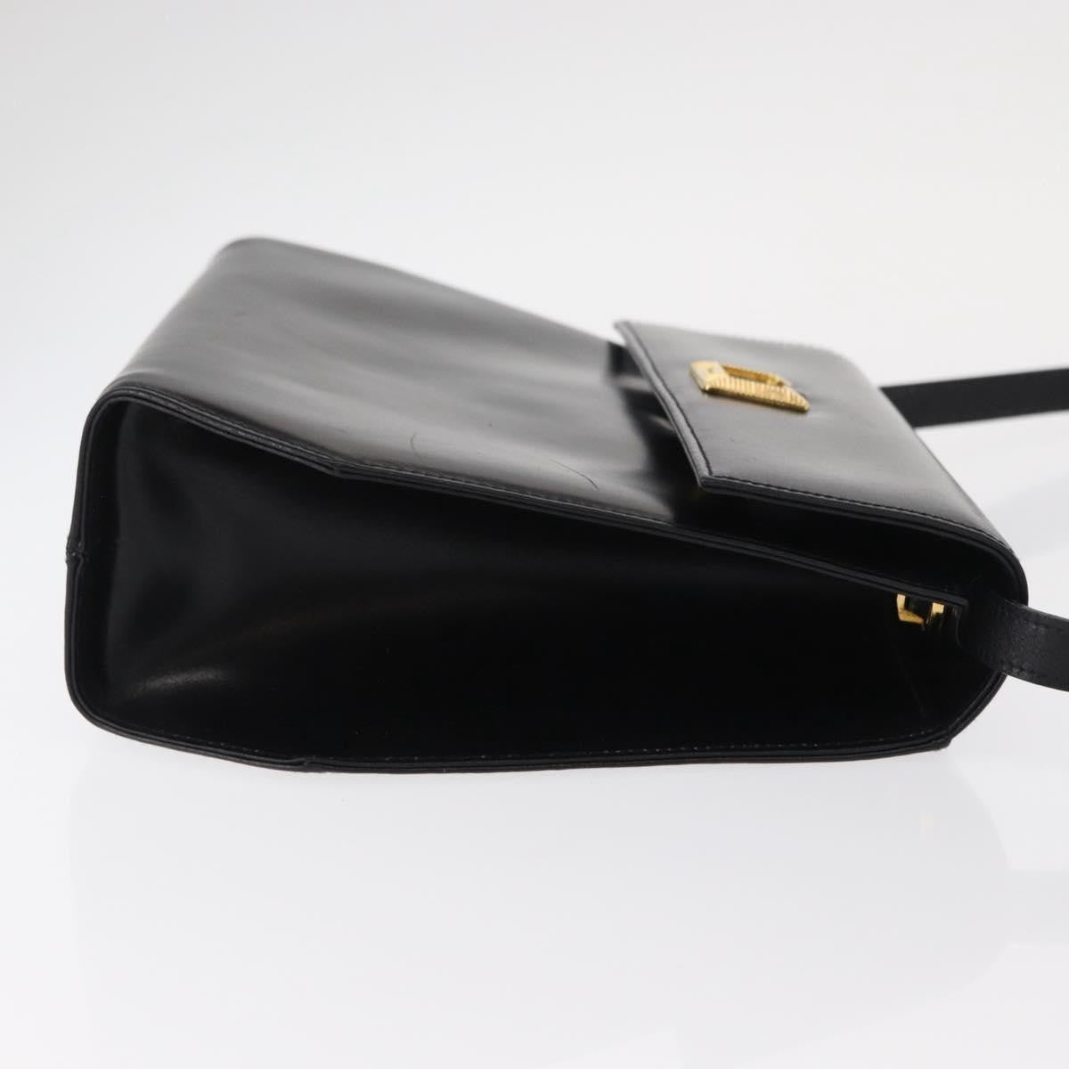 Salvatore Ferragamo Gancini Leather Black Leather Shoulder Bag Bag (Pre-Owned)