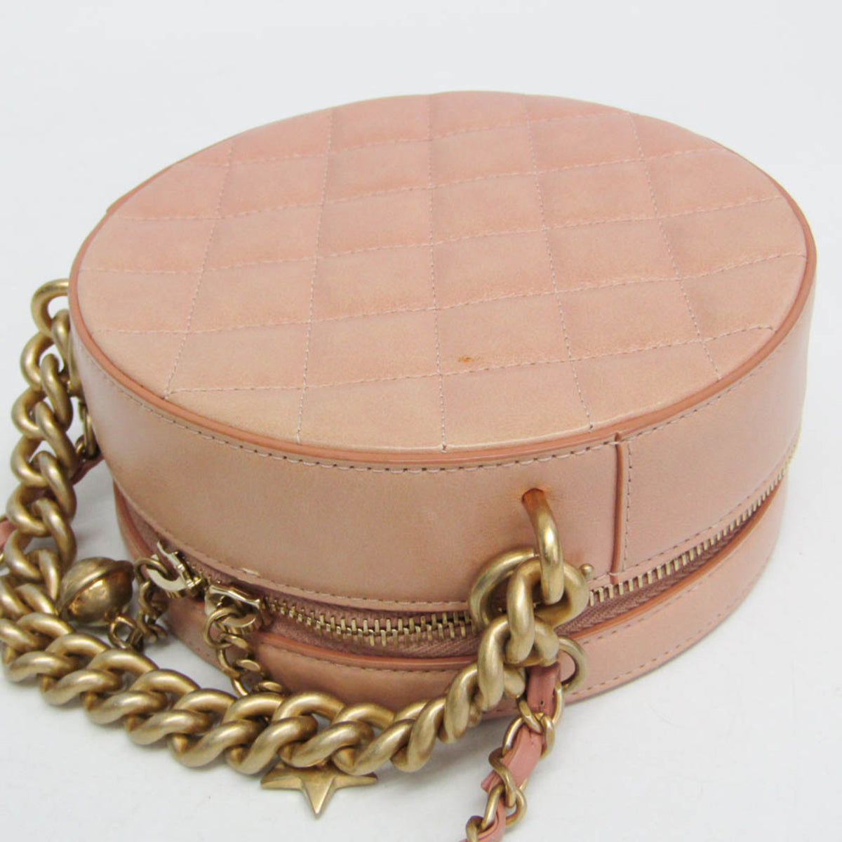 Chanel Round As Earth Glazed Calfskin Pink Leather Shoulder Bag Bag (Pre-Owned)