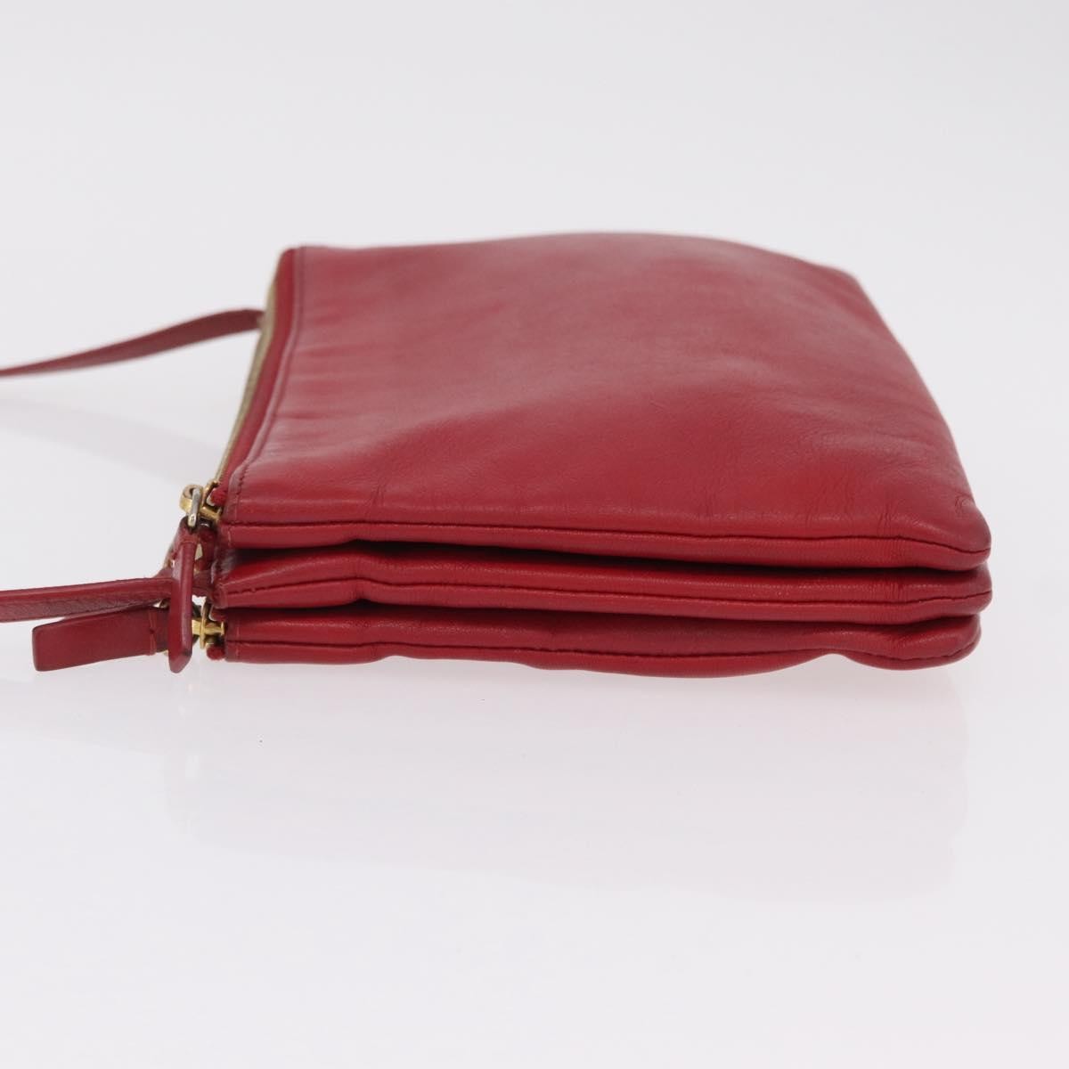 Celine Trio Leather Red Leather Crossbody Bag Bag (Pre-Owned)