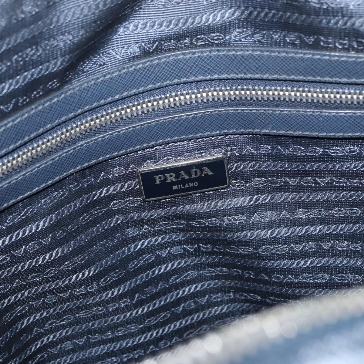 Prada Convertible Zip Around Saffiano Leather Navy Leather Briefcase Bag (Pre-Owned)