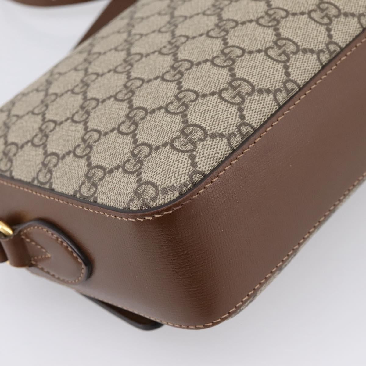 Gucci Horsebit 1955 Flap Pocket Camera Gg Coated Canvas And Leather Beige Canvas Shoulder Bag Bag (Pre-Owned)