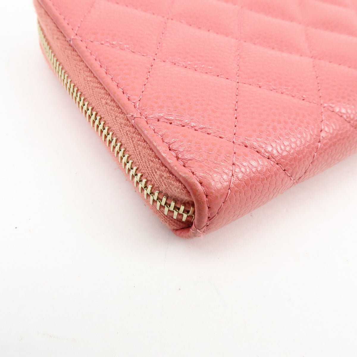 Chanel Zip Around Organizer Quilted Caviar Pink Leather Wallets Accessory (Pre-Owned)