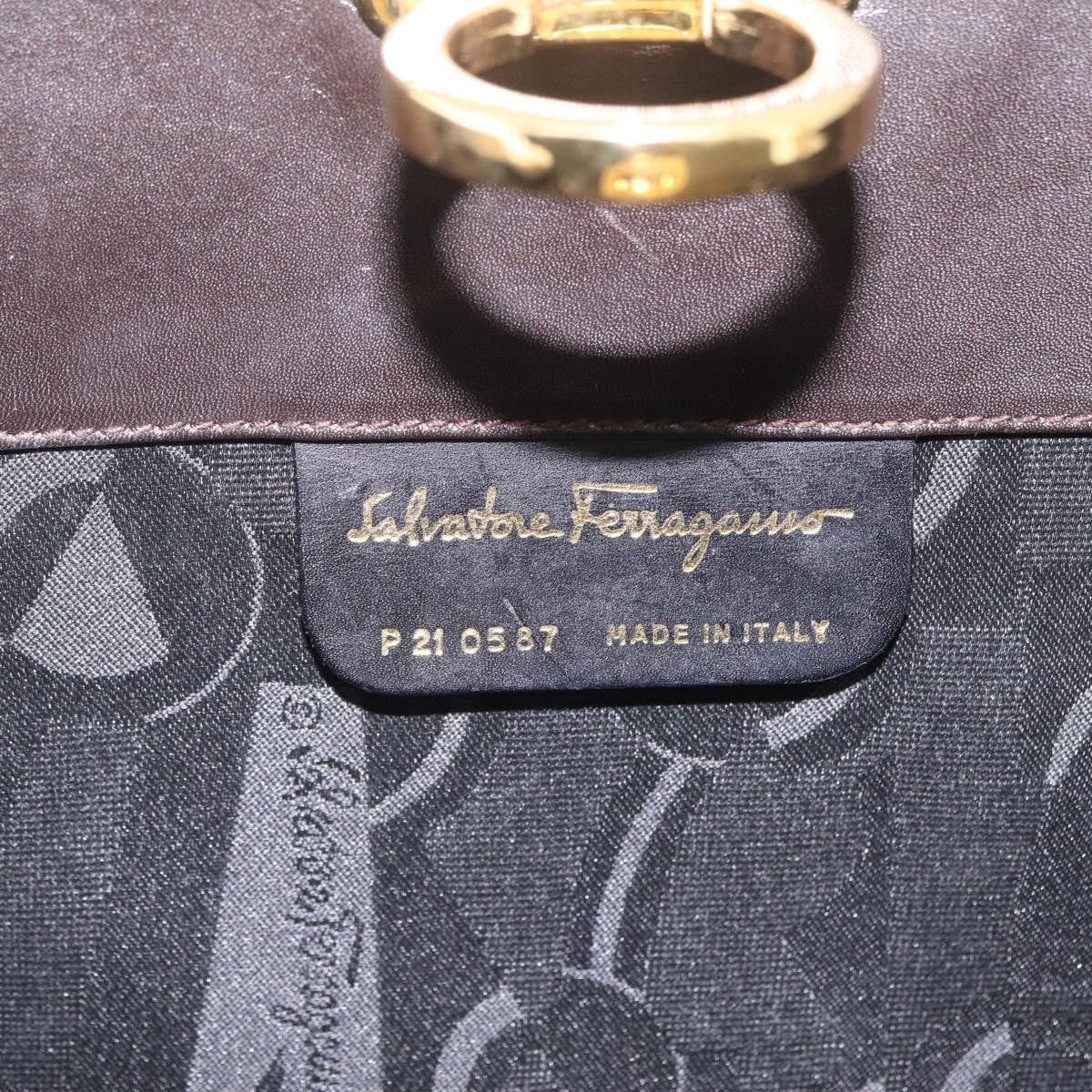 Salvatore Ferragamo Vintage Gancini Chain Leather Brown Leather Shoulder Bag Bag (Pre-Owned)