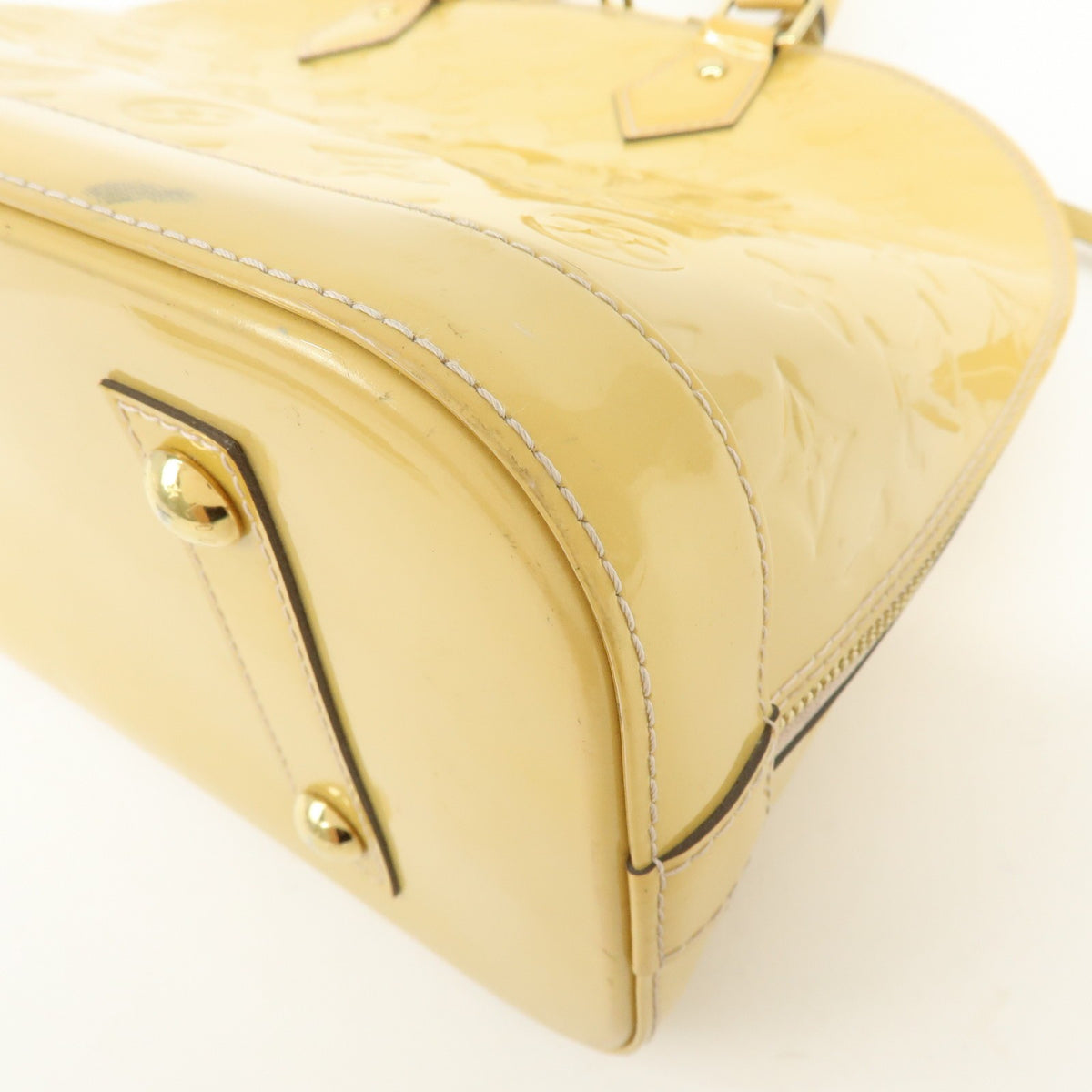 Louis Vuitton Alma Monogram Vernis Yellow Patent_Leather Handbag (Pre-Owned)