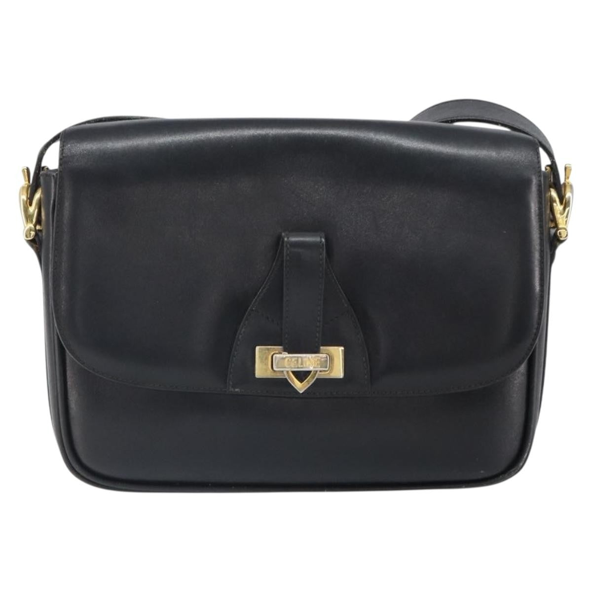 Celine Vintage Leather Black Leather Shoulder Bag Bag (Pre-Owned)