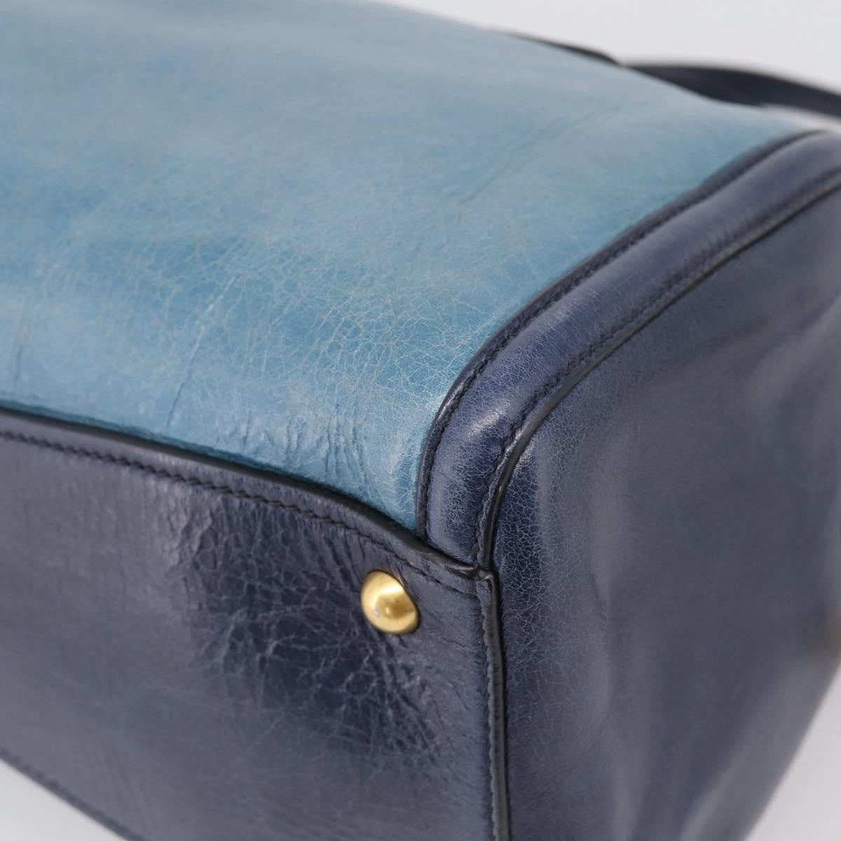 Miu Miu Beau Top Handle Leather Navy Leather Handbag (Pre-Owned)