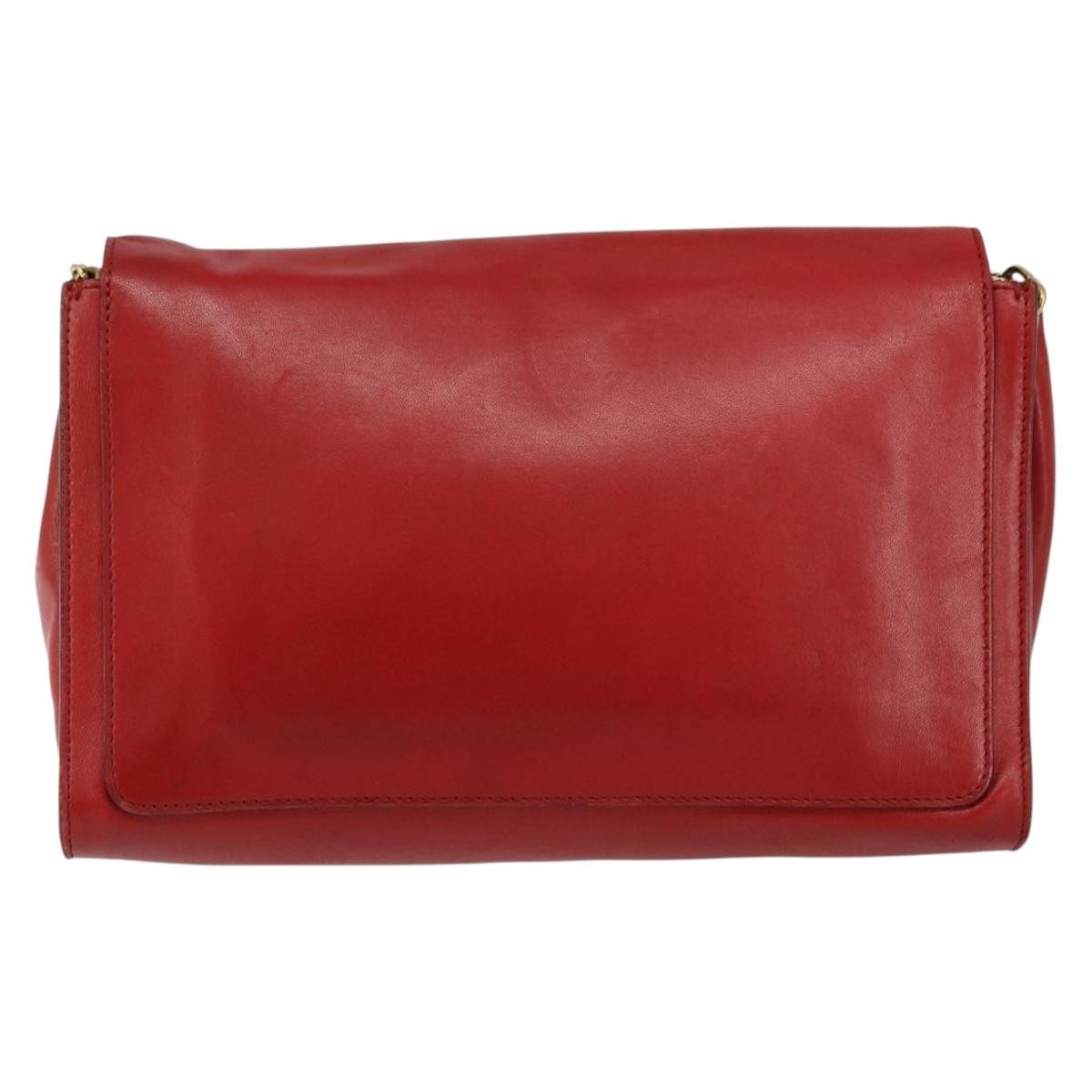 Chloe Elle Chain Clutch Leather Red Leather Bag (Pre-Owned)