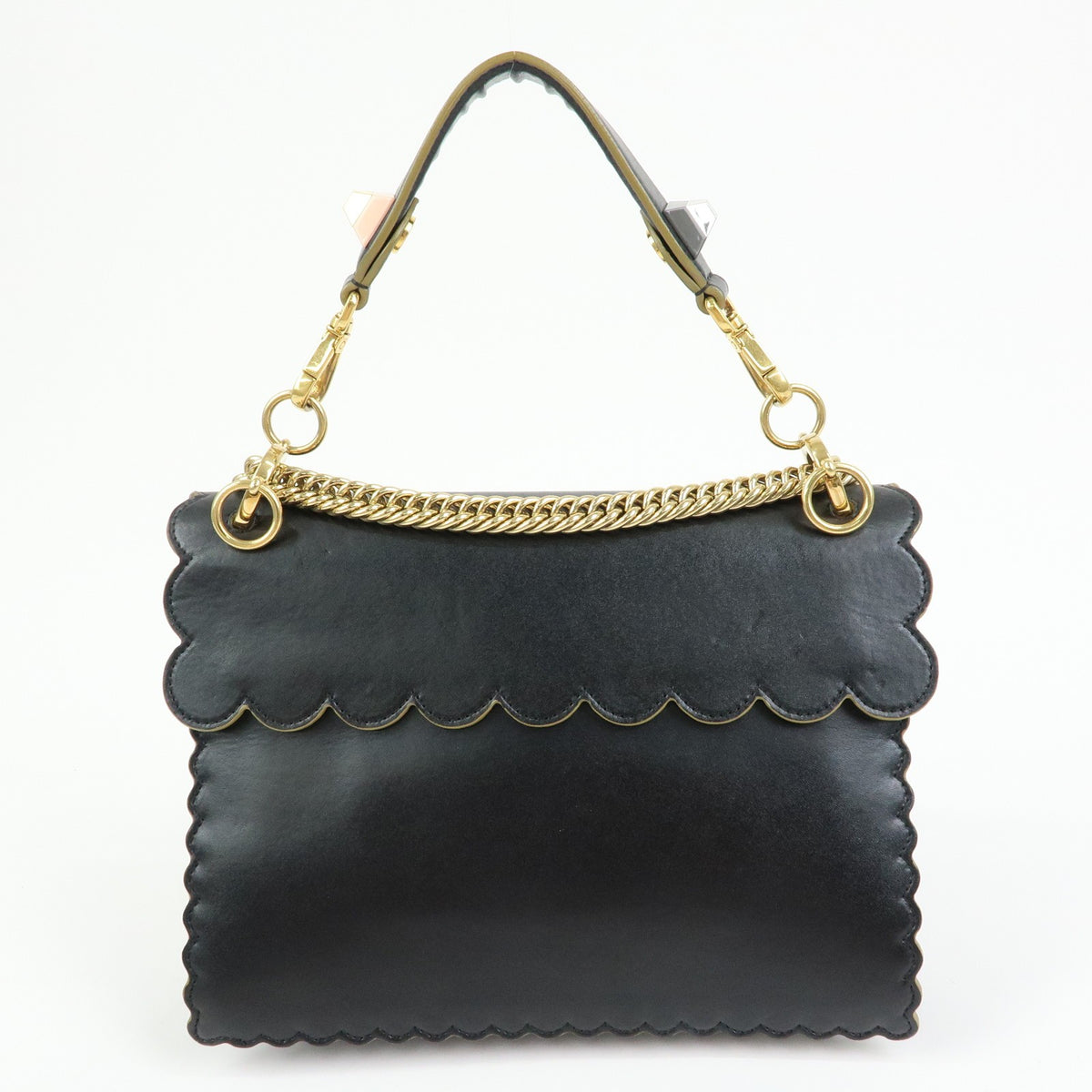 Fendi Kan I Leather Black Leather Shoulder Bag Bag (Pre-Owned)