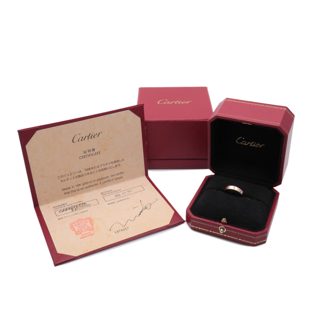 Cartier Love Wedding Band 1 Diamond 18K Rose Gold With Diamond Gold Rose_Gold Ring Jewelry (Pre-Owned)