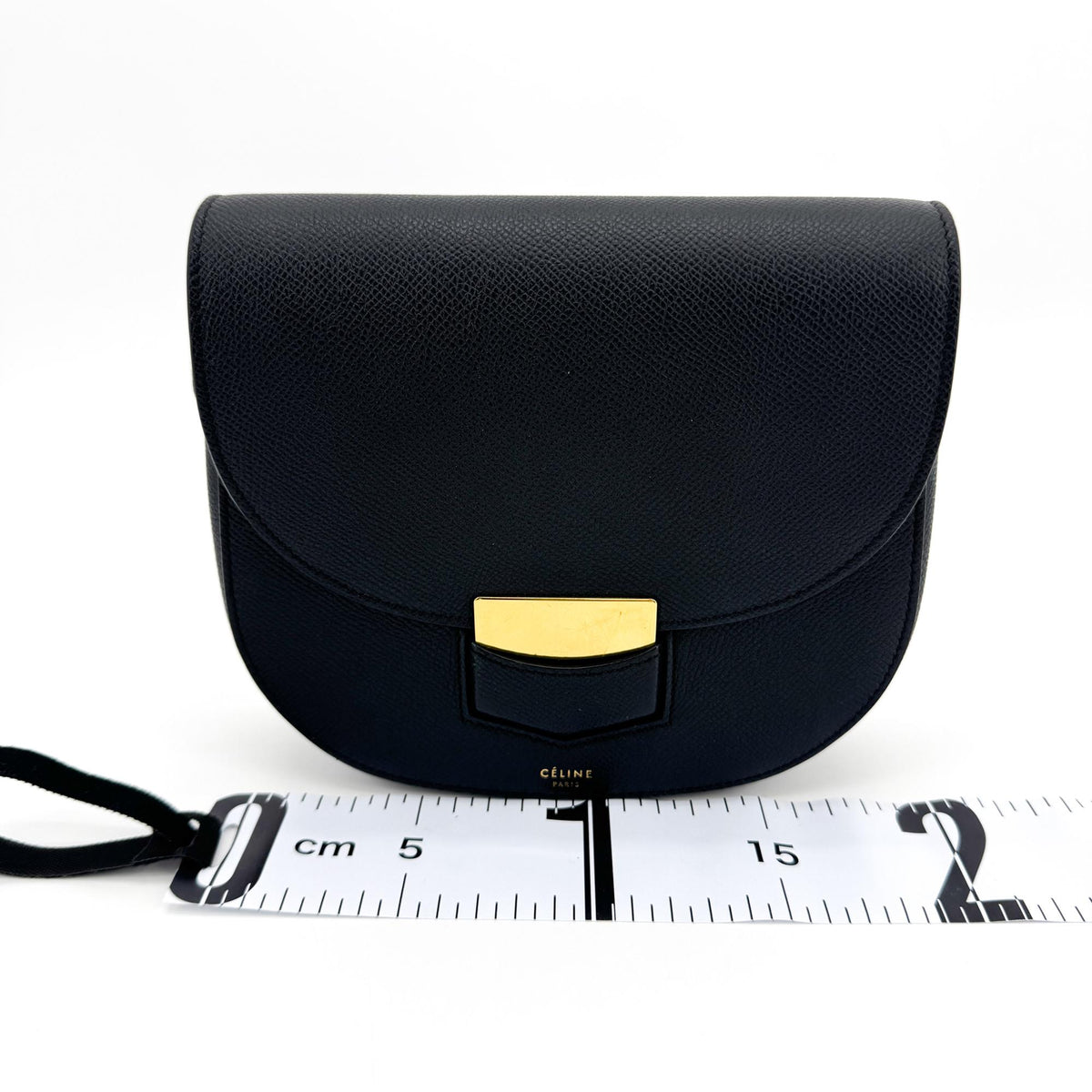 Celine Trotteur Calfskin Black Leather Crossbody Bag Bag (Pre-Owned)