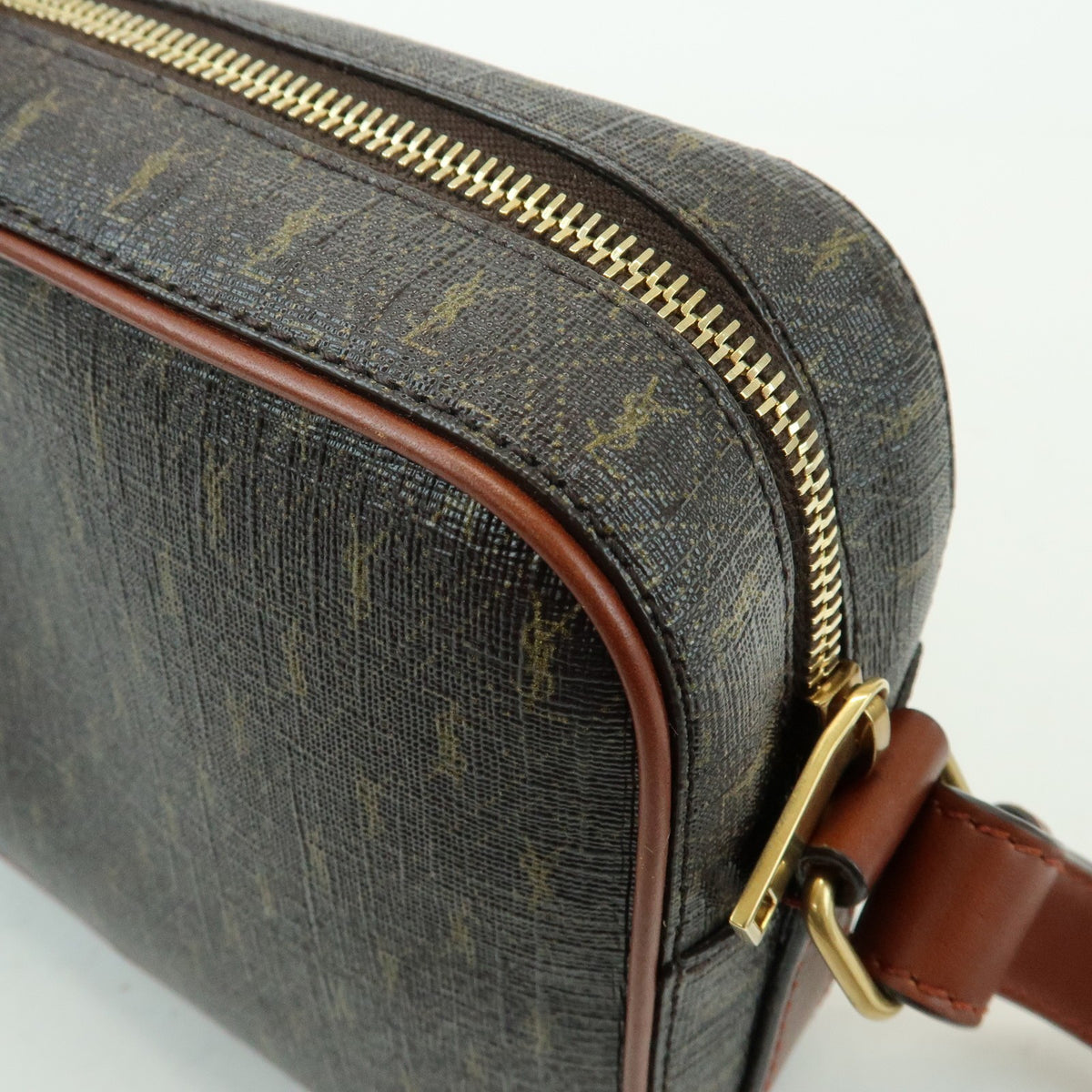 Saint Laurent Le Monogramme Camera Monogram All Over Coated Canvas And Leather Brown Canvas Handbag (Pre-Owned)