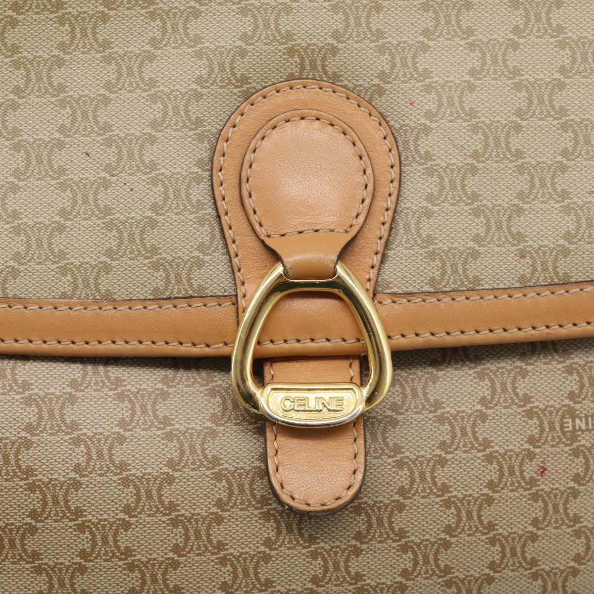 Celine Macadam Shoulder Canvas Beige Canvas Crossbody Bag Bag (Pre-Owned)