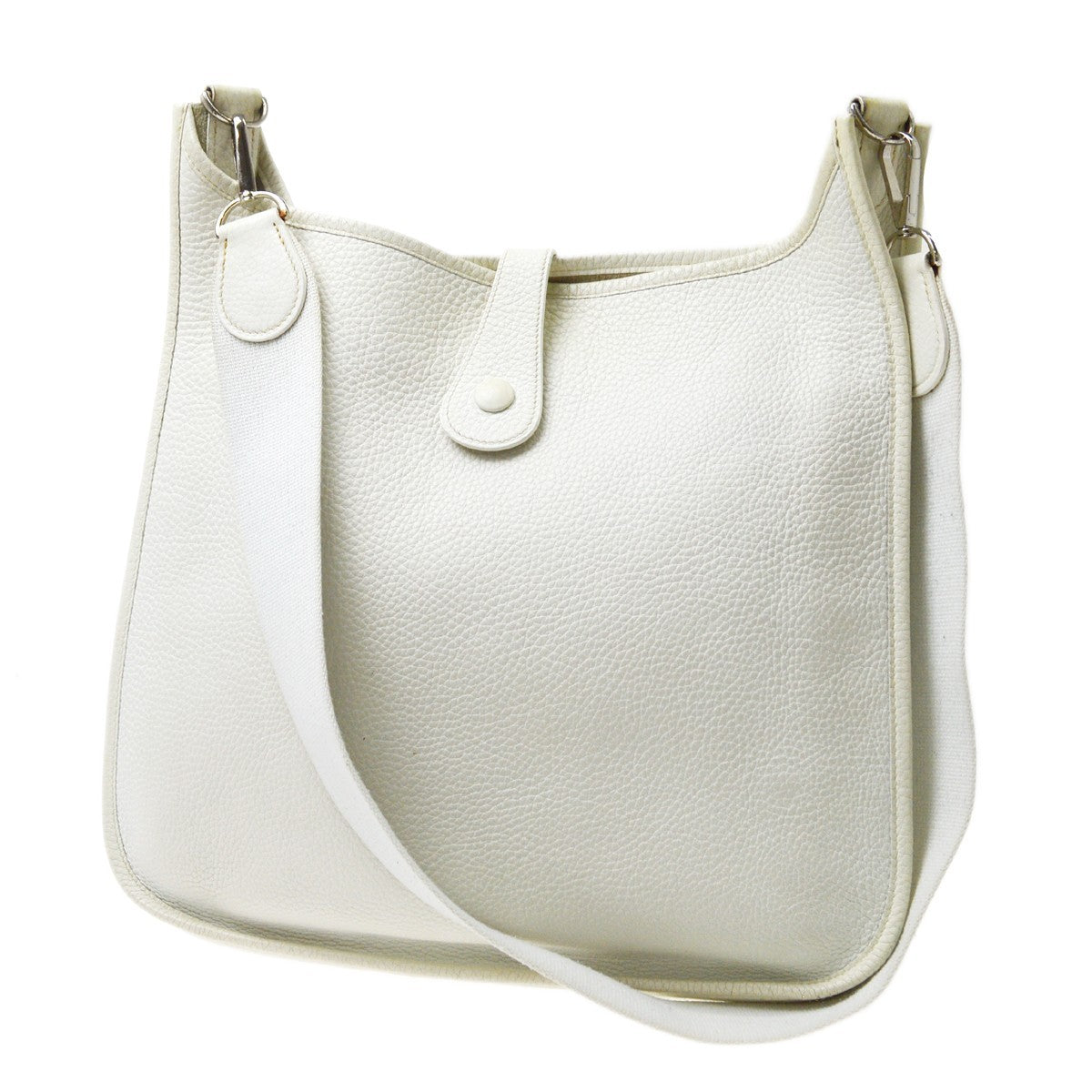 Hermes Evelyne Bag Gen I Clemence White Leather Handbag (Pre-Owned)