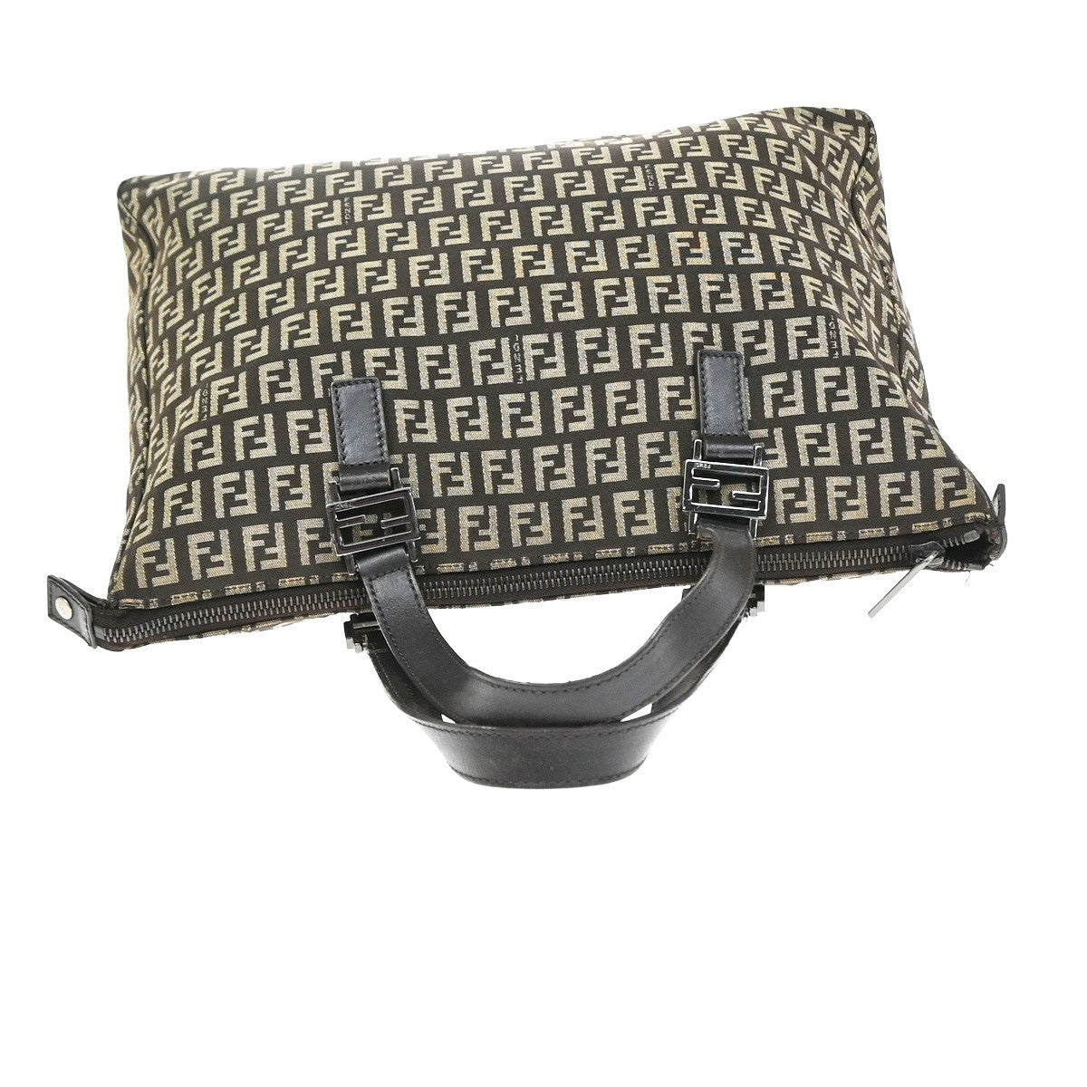 Fendi Shoulder Zucchino Canvas Brown Canvas Shoulder Bag Bag (Pre-Owned)