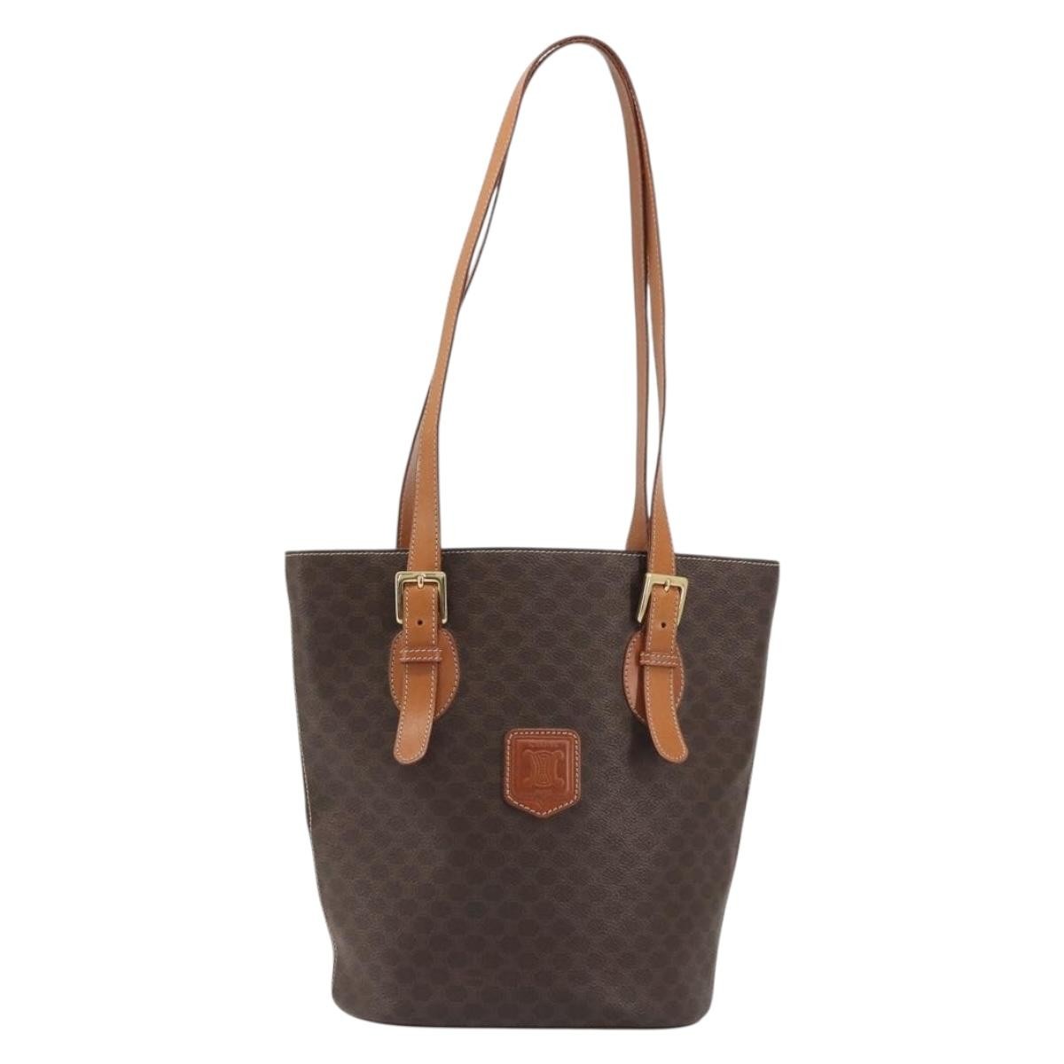 Celine Vintage Macadam Canvas Brown Canvas Tote Bag Bag (Pre-Owned)