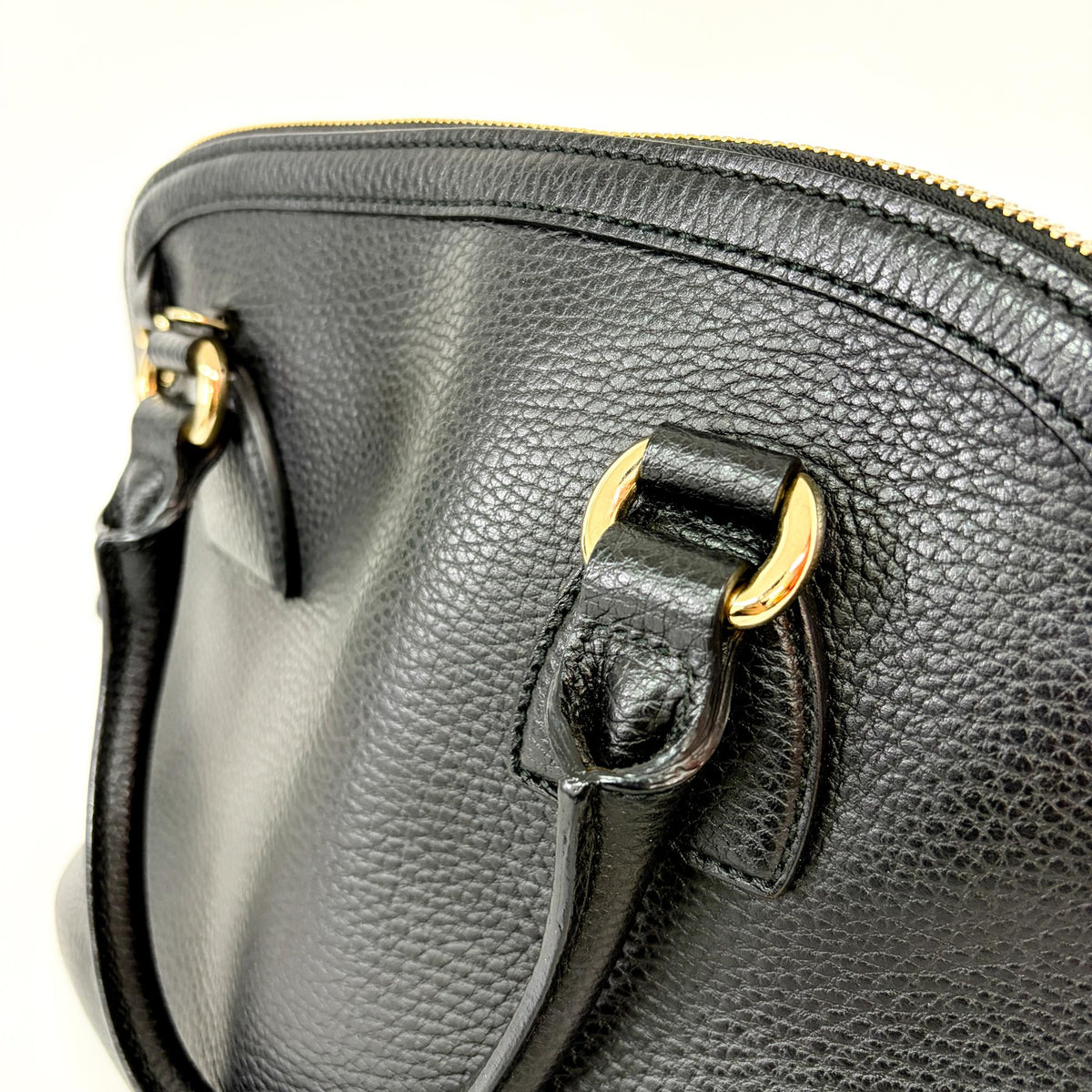 Gucci Dome Bowler Gg Suede Black Leather Handbag (Pre-Owned)
