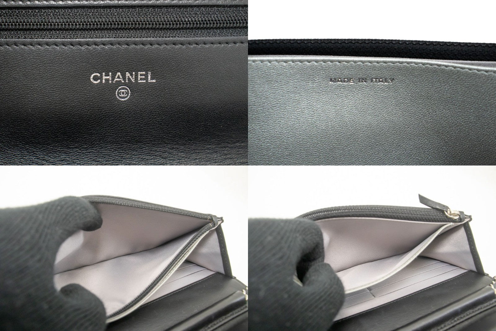 Chanel Wallet On Chain Lambskin Black Leather Shoulder Bag Bag (Pre-Owned)