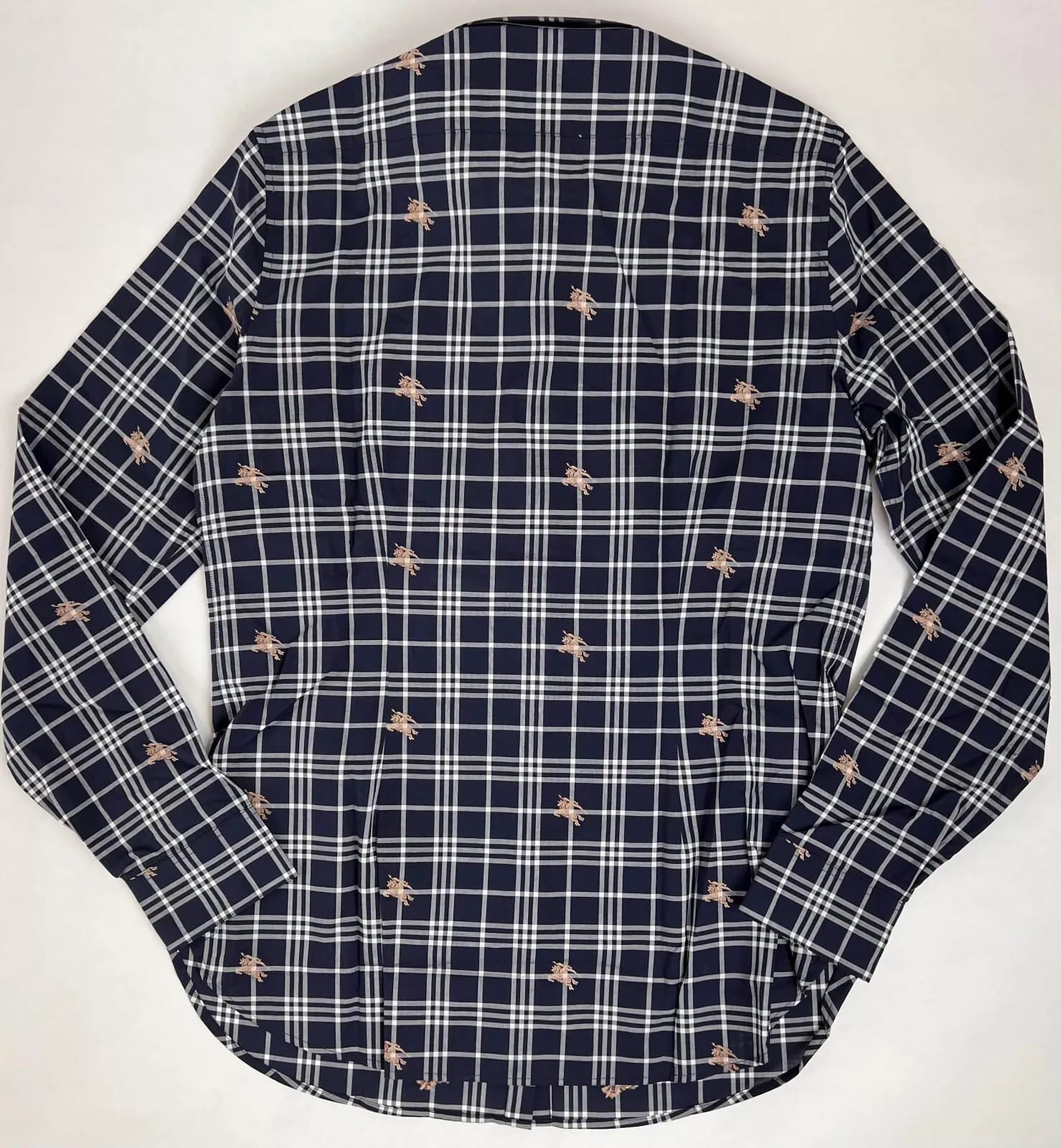 Burberry Women's Navy Checkered Button Up Dress Shirt (38 IT / 6 UK / 4 US)