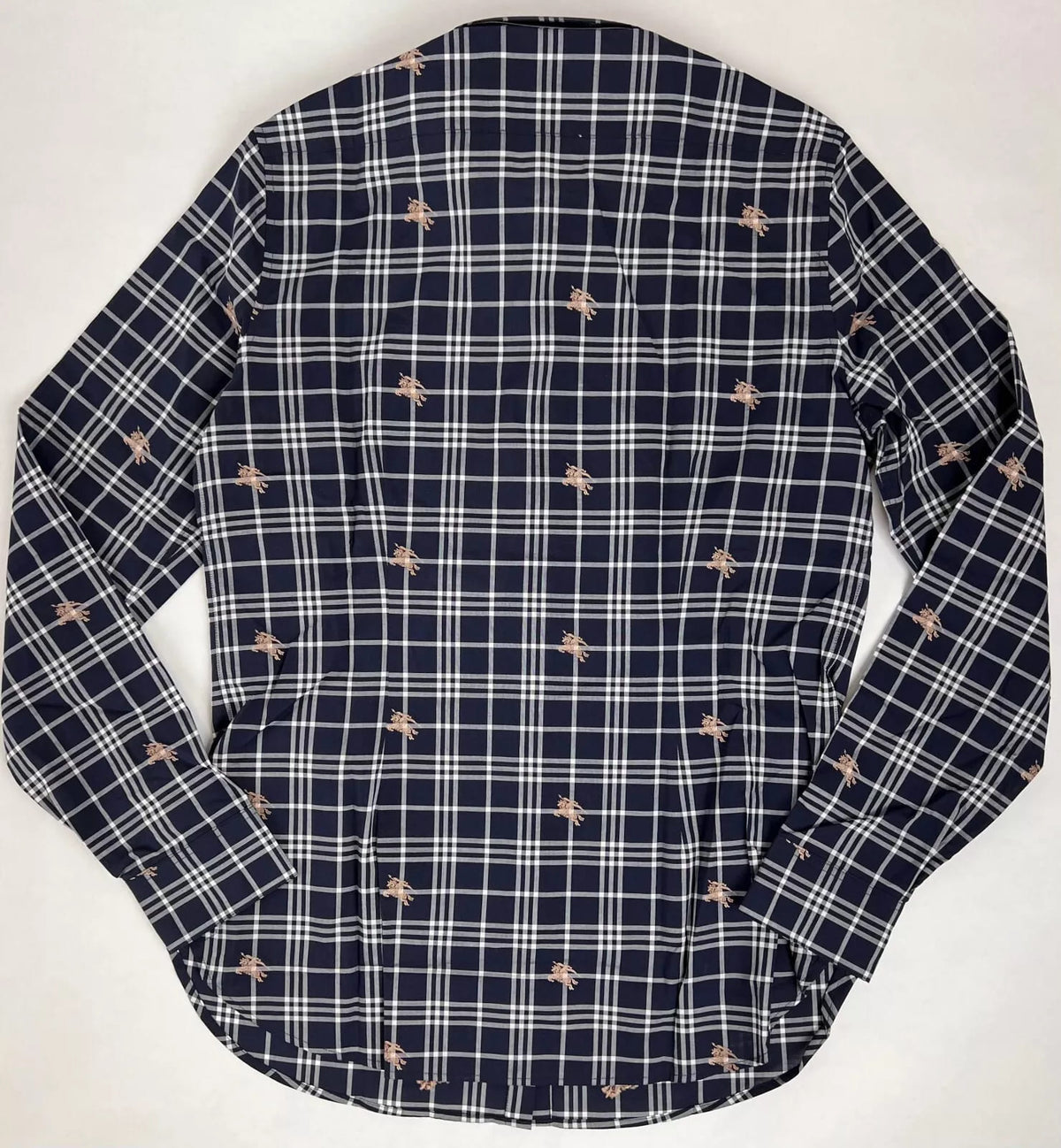 Burberry Women's Navy Checkered Button Up Dress Shirt (38 IT / 6 UK / 4 US)