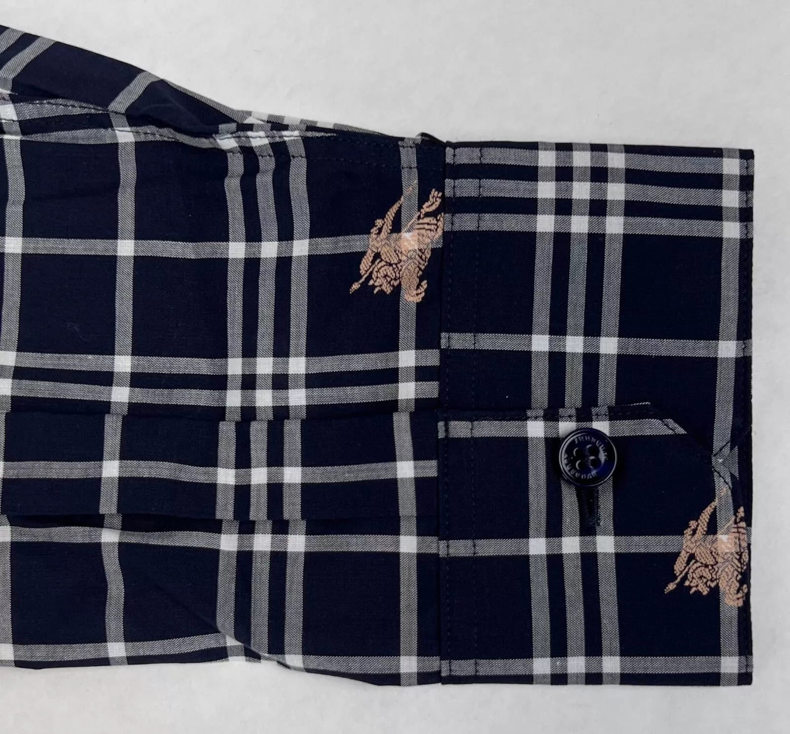 Burberry Women's Navy Checkered Button Up Dress Shirt (38 IT / 6 UK / 4 US)
