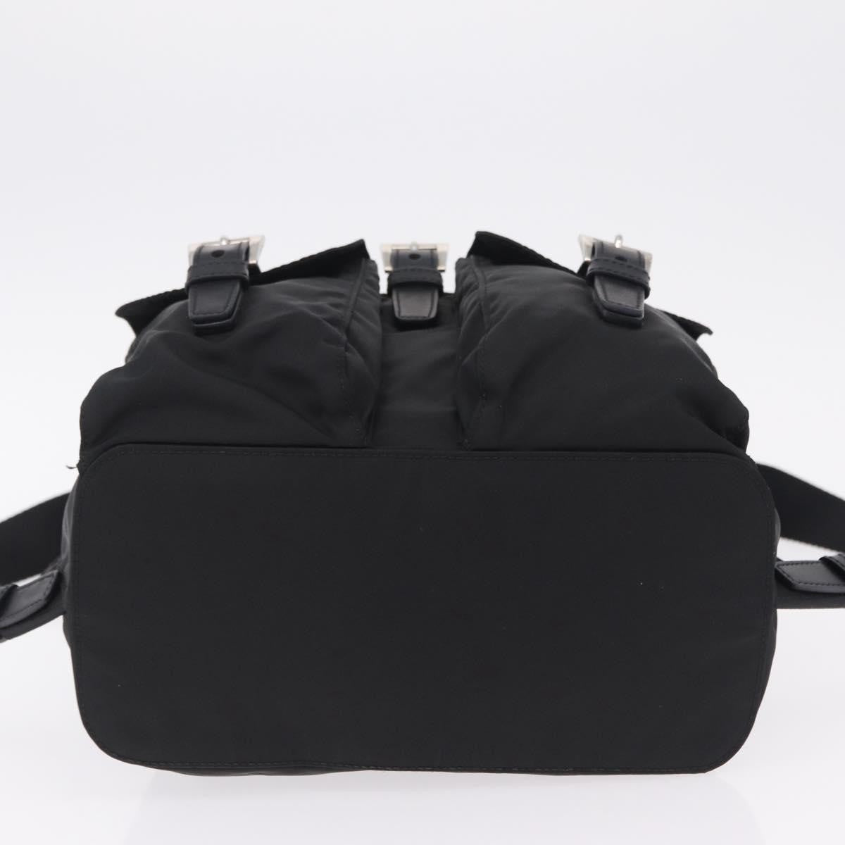 Prada Double Pocket Backpack Chain Re-Nylon Black Nylon Shoulder Bag Bag (Pre-Owned)
