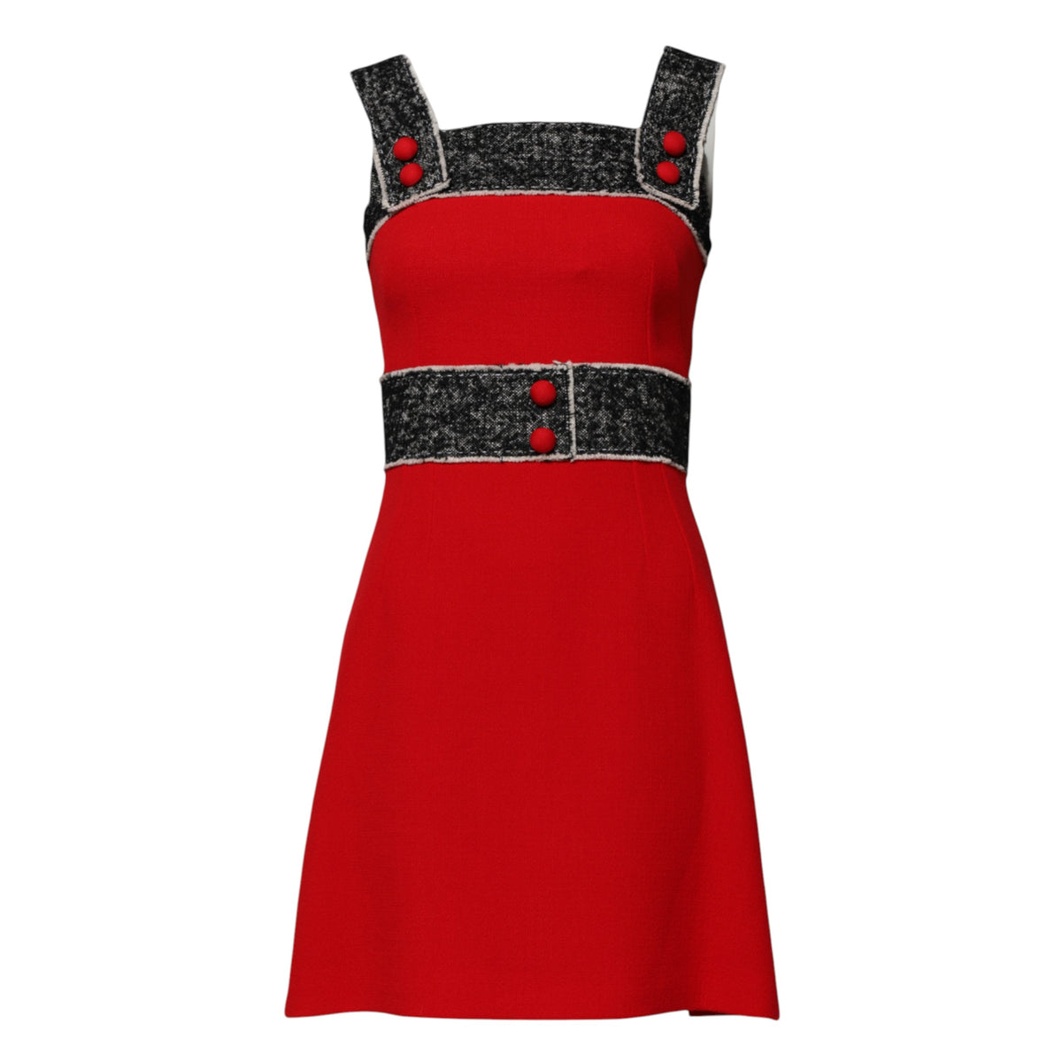 Dolce & Gabbana Red Wool Sleeveless A-line Flared Mini Women's Dress