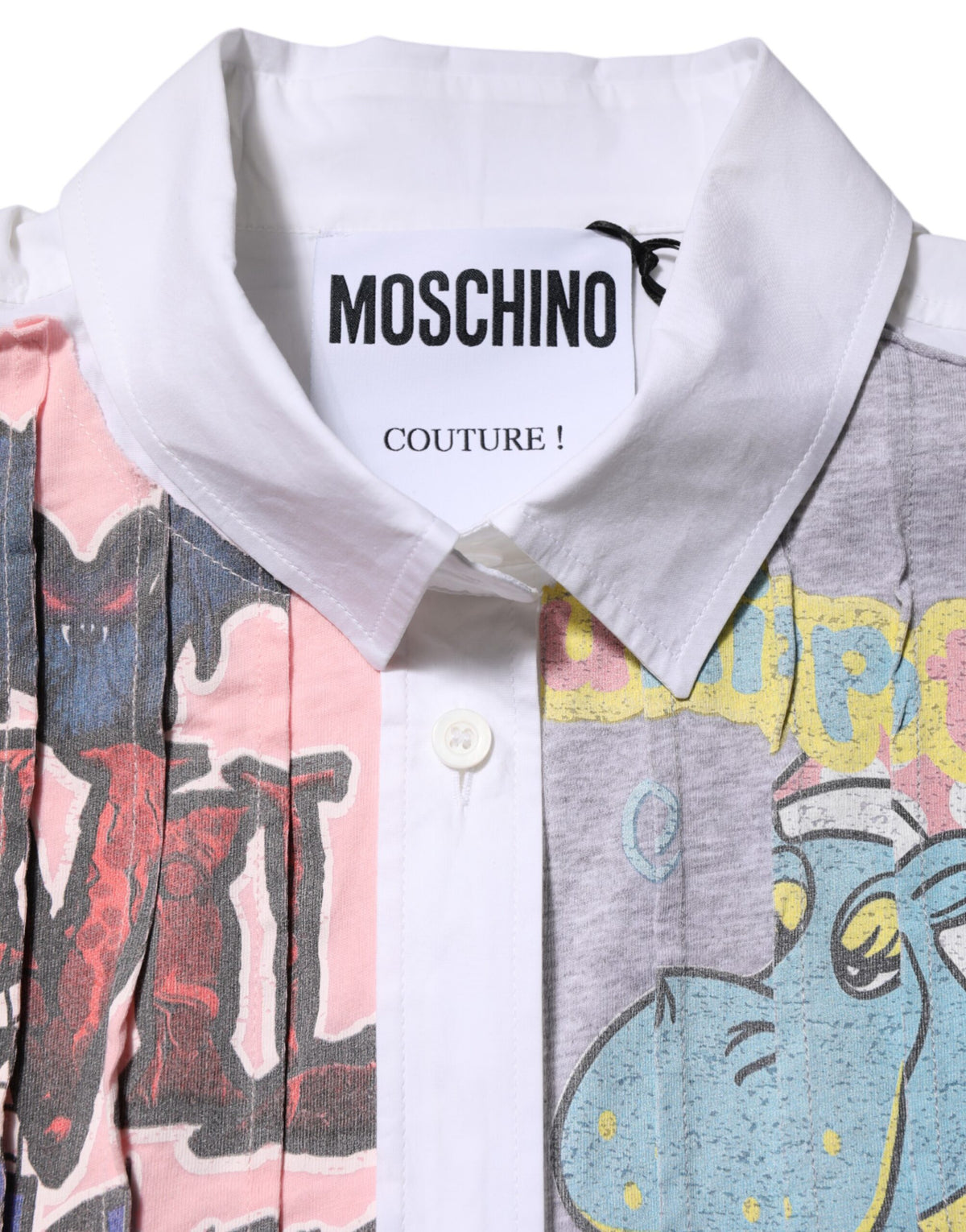 Moschino Couture White Printed Collared Button Mini Shirt Women's Dress (Pre-Owned)