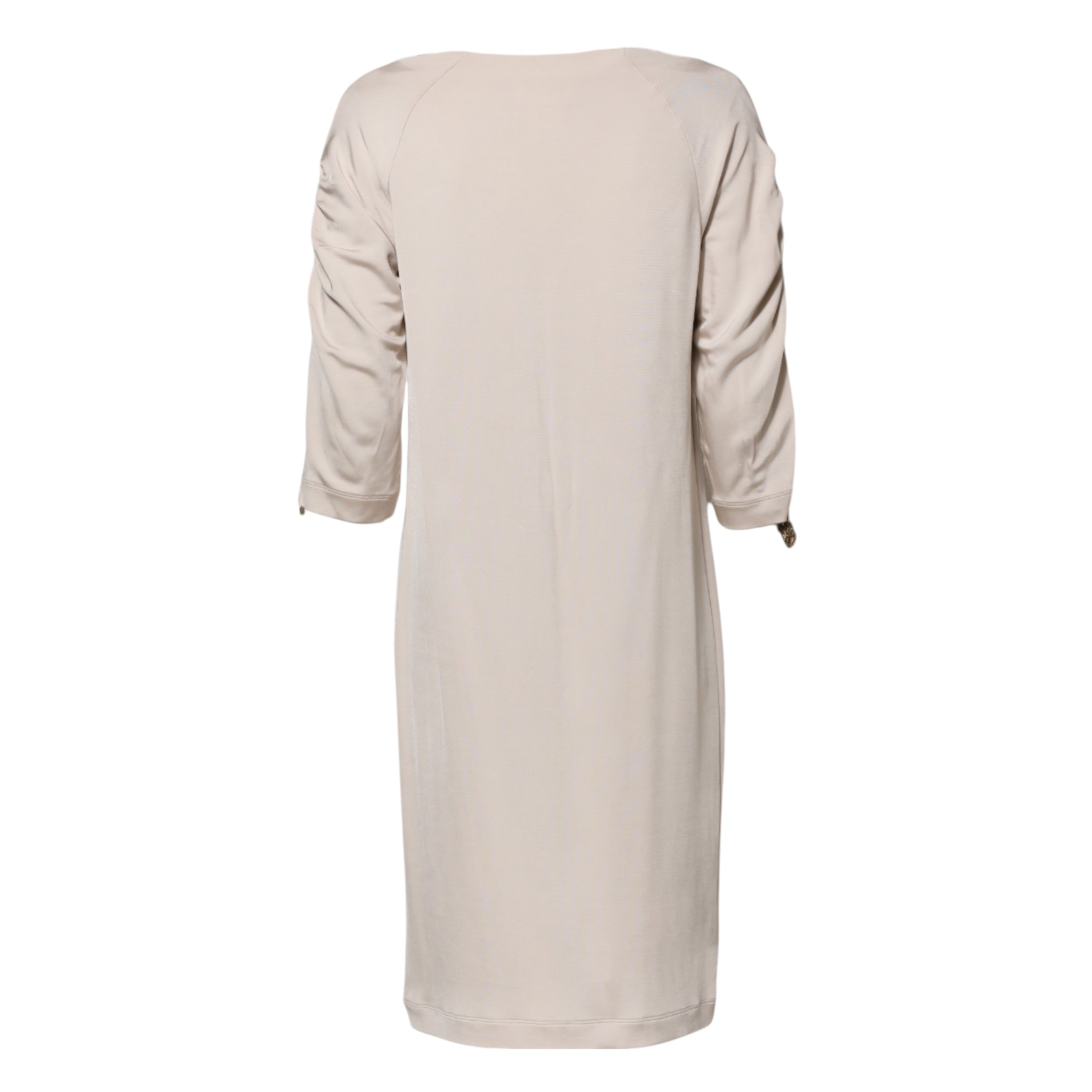 Roberto Cavalli Ivory Viscose Sheath Knee Length Women's Dress (Pre-Owned)