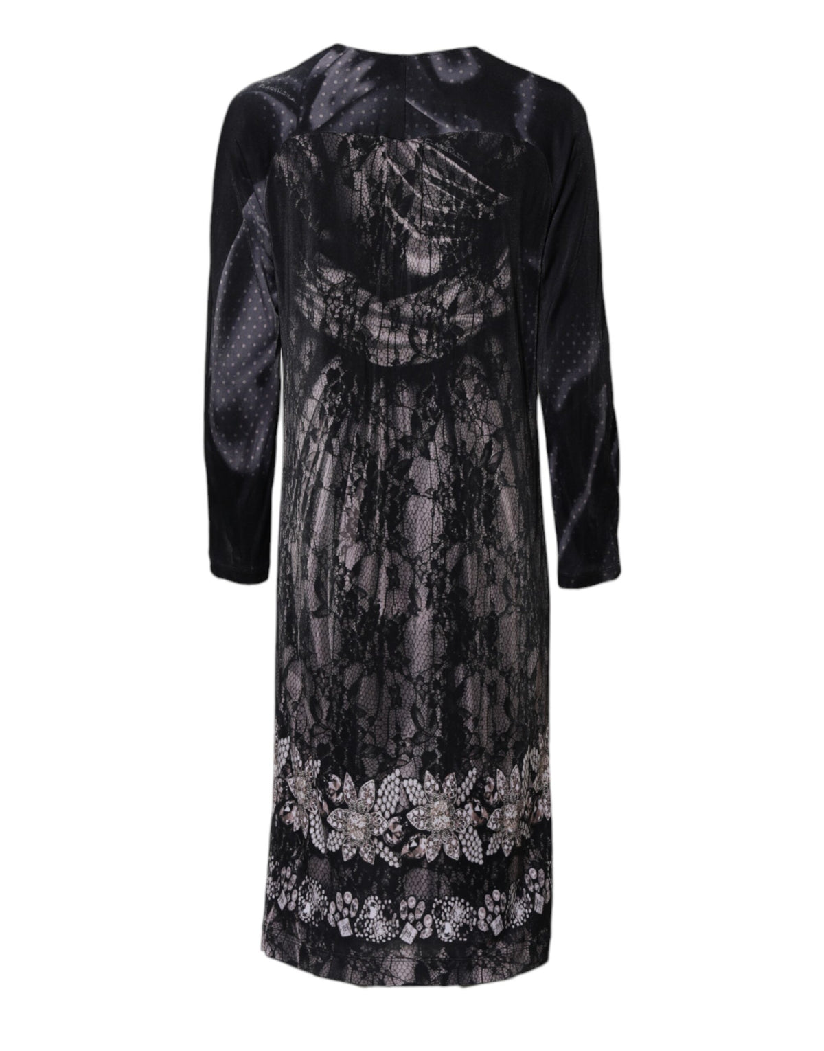 Roberto Cavalli Black Floral Viscose Sheath Midi Women's Dress (Pre-Owned)