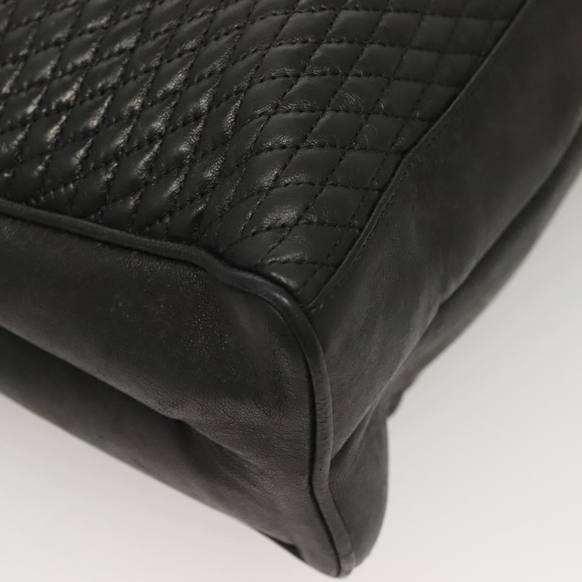 Bally Vintage Quilted Leather Black Leather Tote Bag Bag (Pre-Owned)