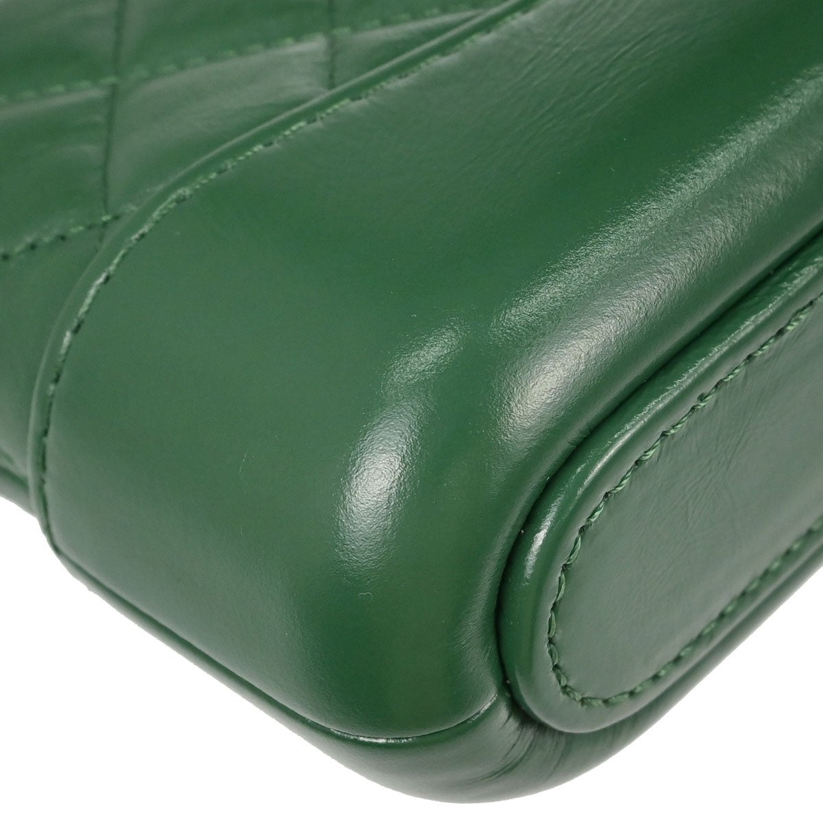 Chanel Gabrielle Double Zip Clutch With Chain Quilted Goatskin And Patent Green Leather Clutche & Pouche Bag (Pre-Owned)