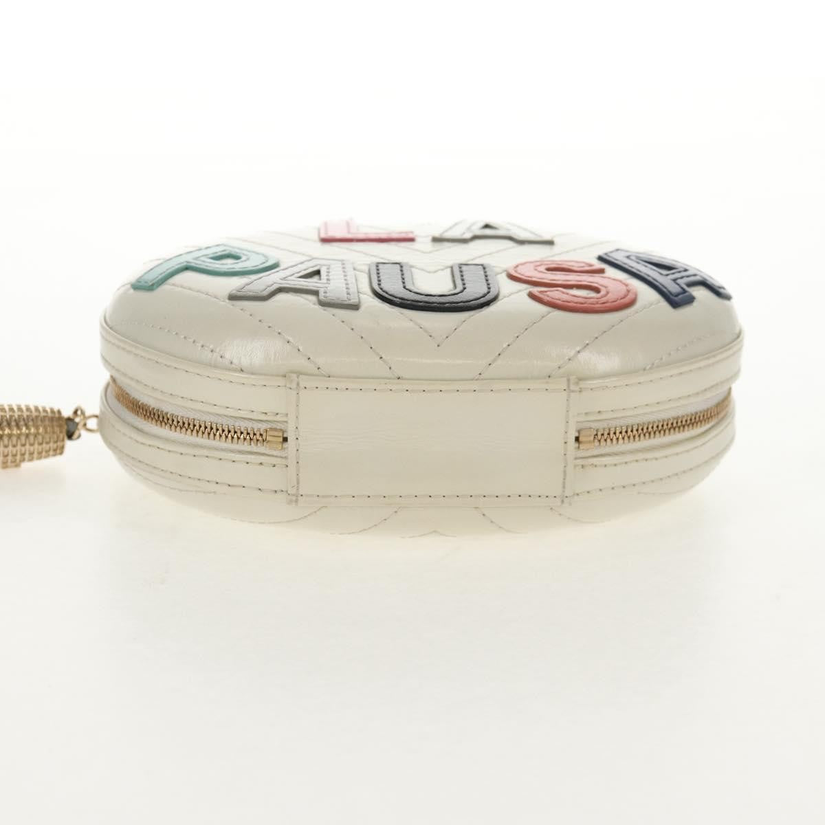Chanel La Pausa Evening Chevron Lambskin With Applique White Leather Handbag (Pre-Owned)