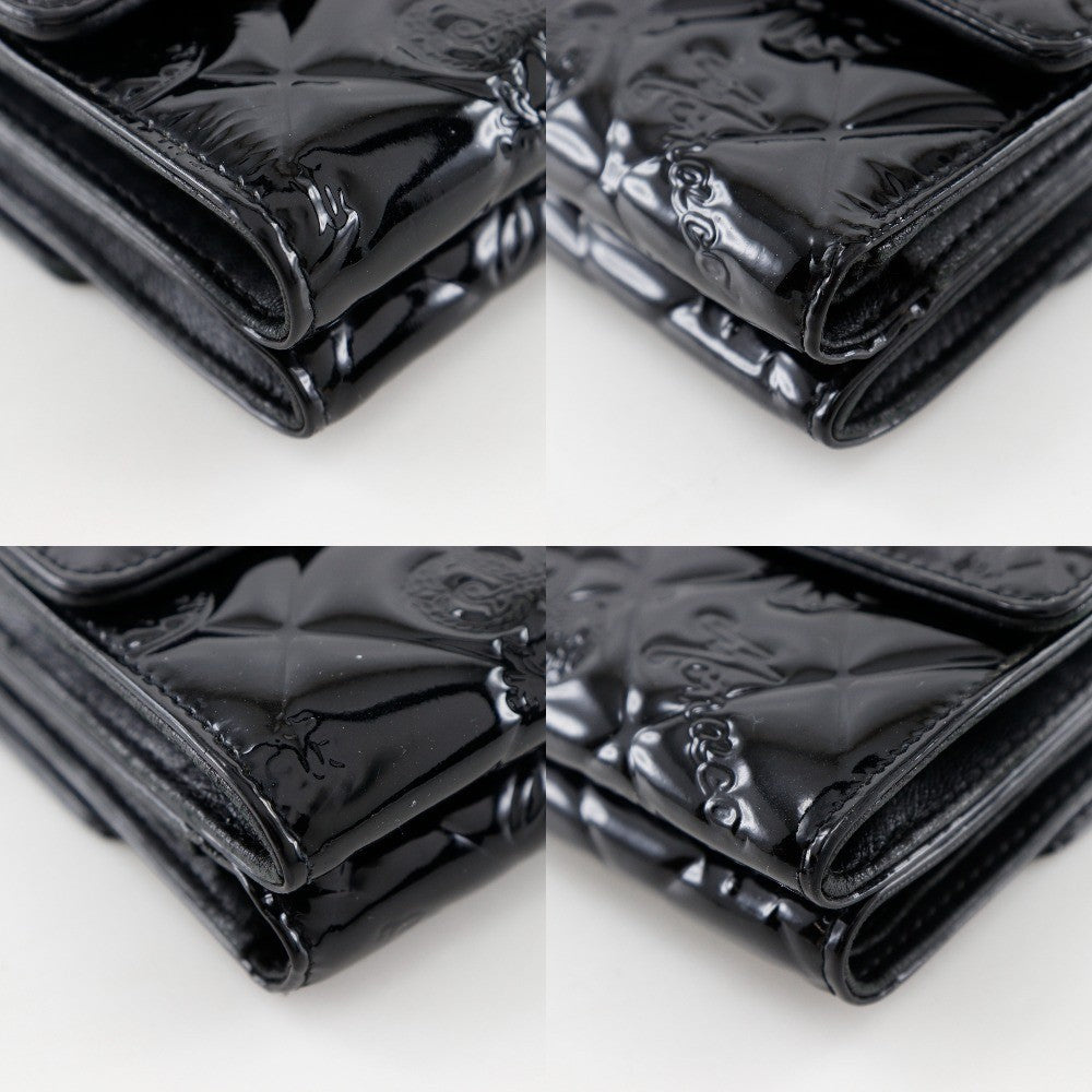 Chanel Bi-Fold Quilted Patent Black Patent_Leather Wallets Accessory (Pre-Owned)