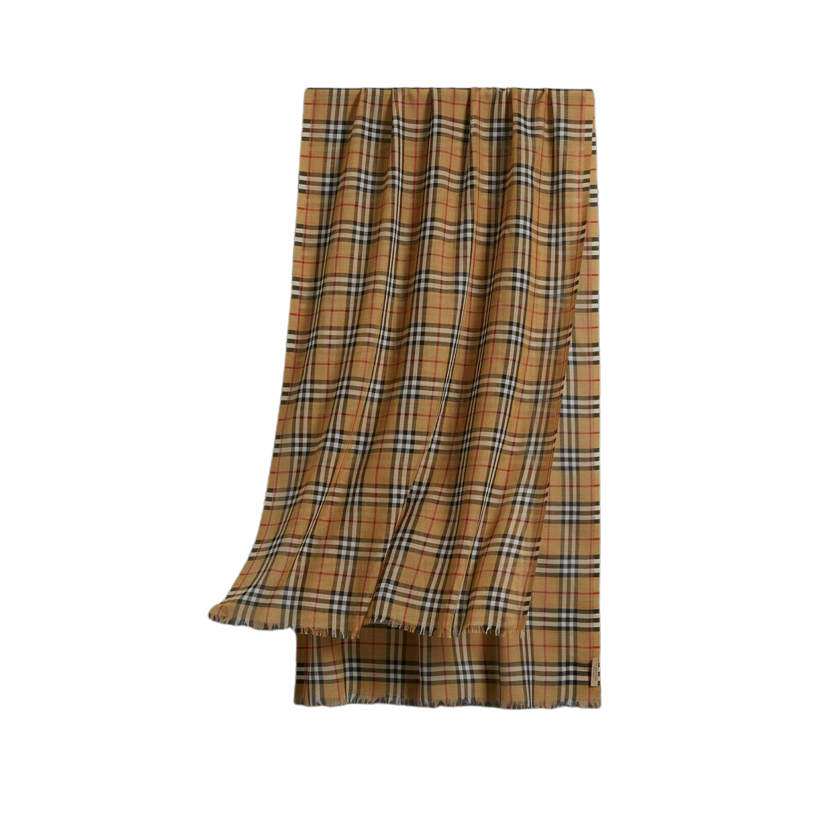 Burberry Classic Gauze Vintage Brown Checker Wool Silk Scarf