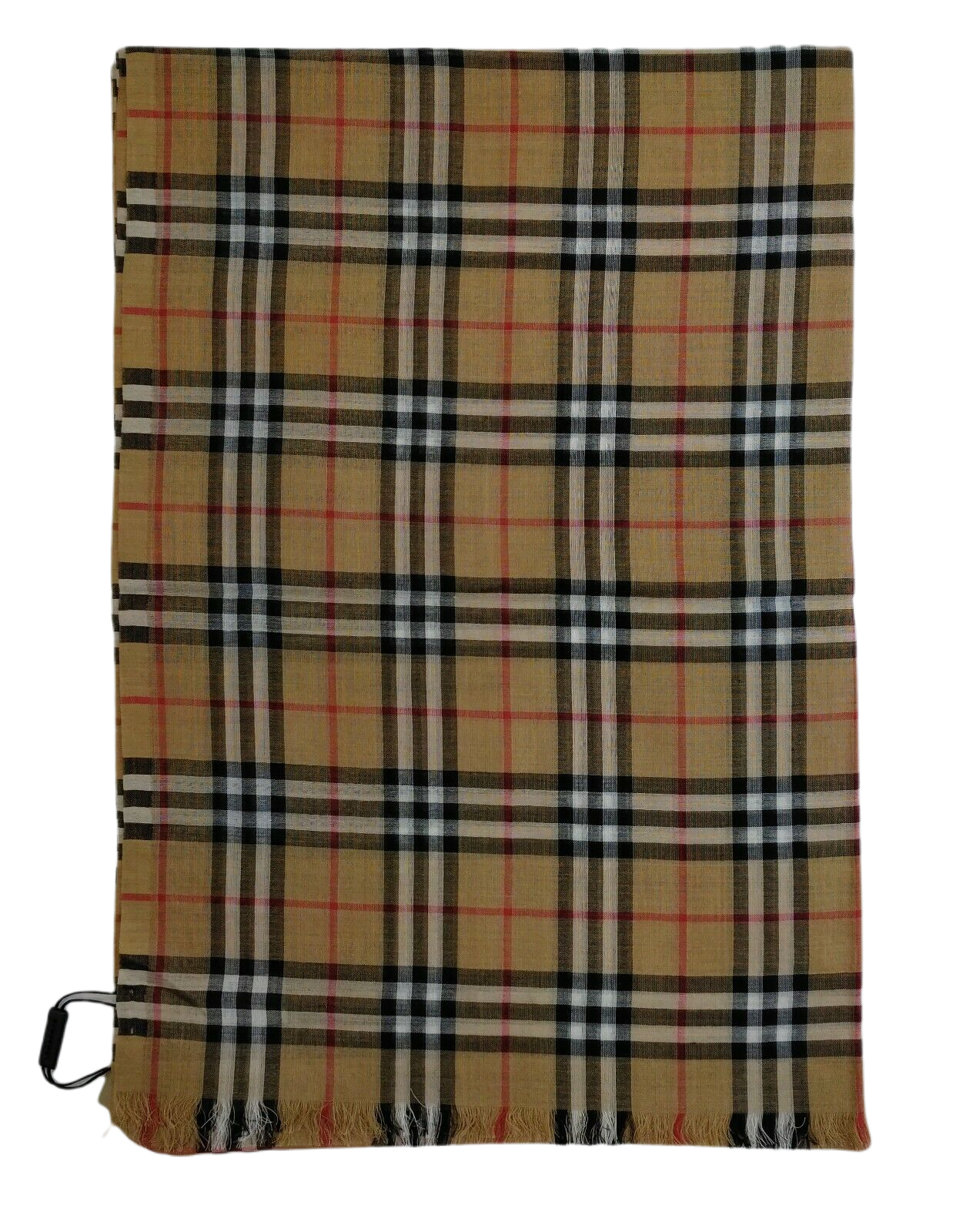 Burberry Classic Gauze Vintage Brown Checker Wool Silk Scarf