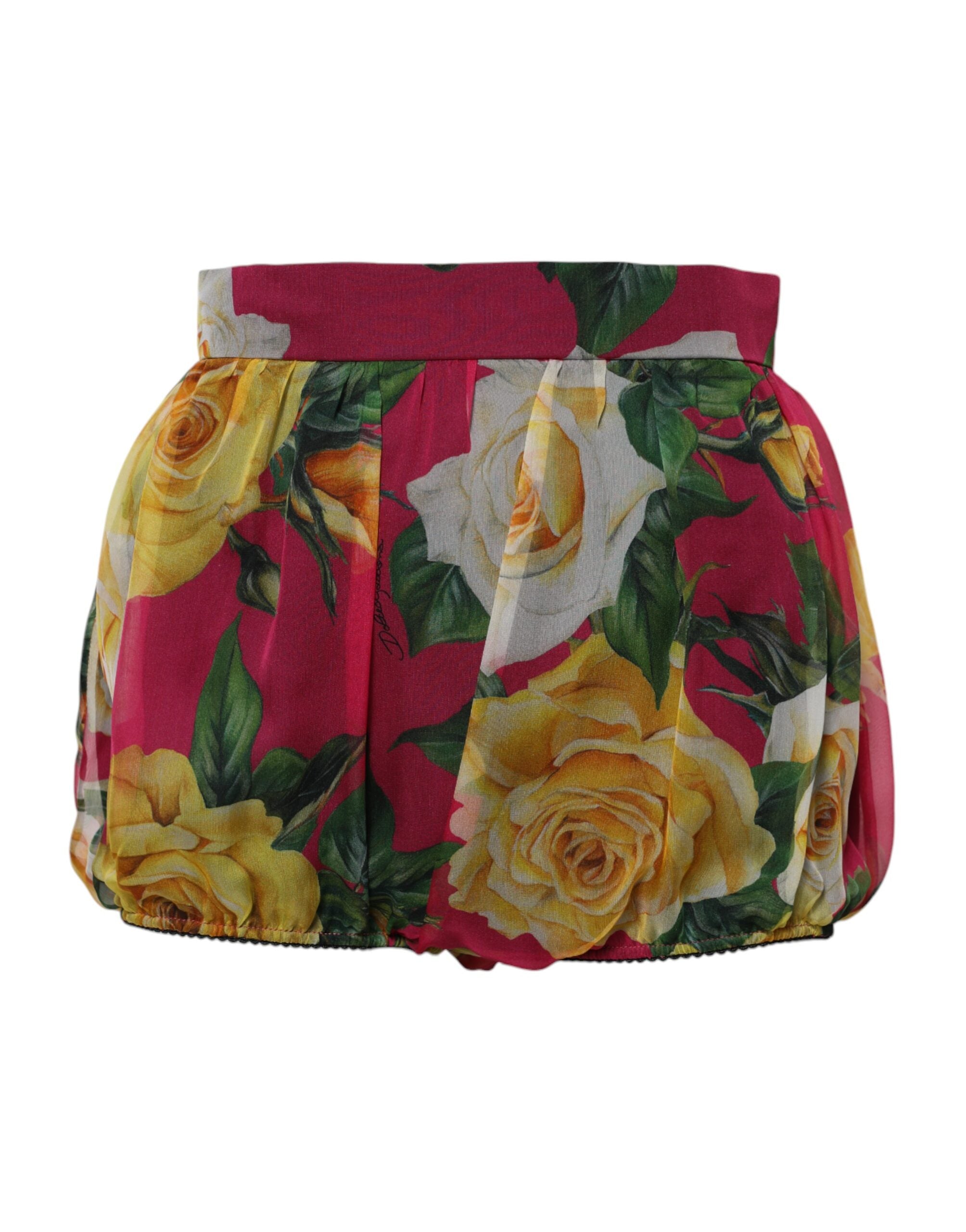 Dolce & Gabbana Red Floral High Waist Women Hot Pants Women's Shorts