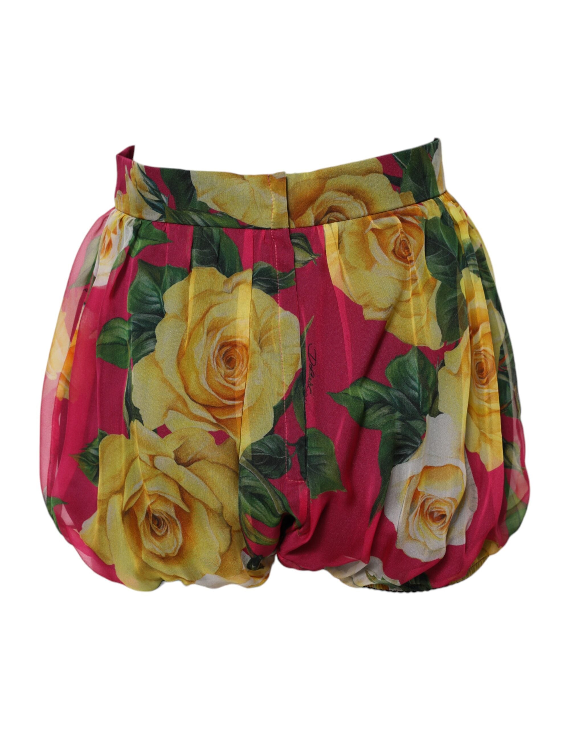 Dolce & Gabbana Red Floral High Waist Women Hot Pants Women's Shorts