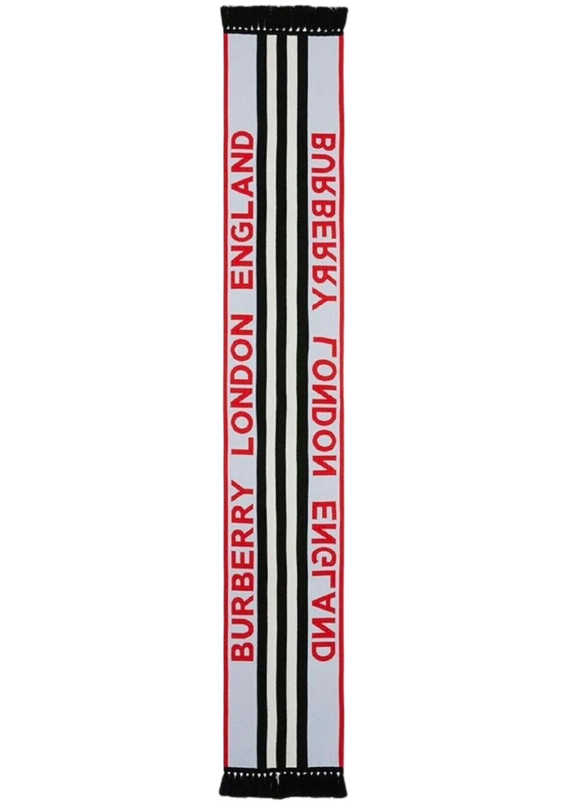 New Burberry Women's Blue/Red/White Cashmere Long Scarf with Logo 80185971