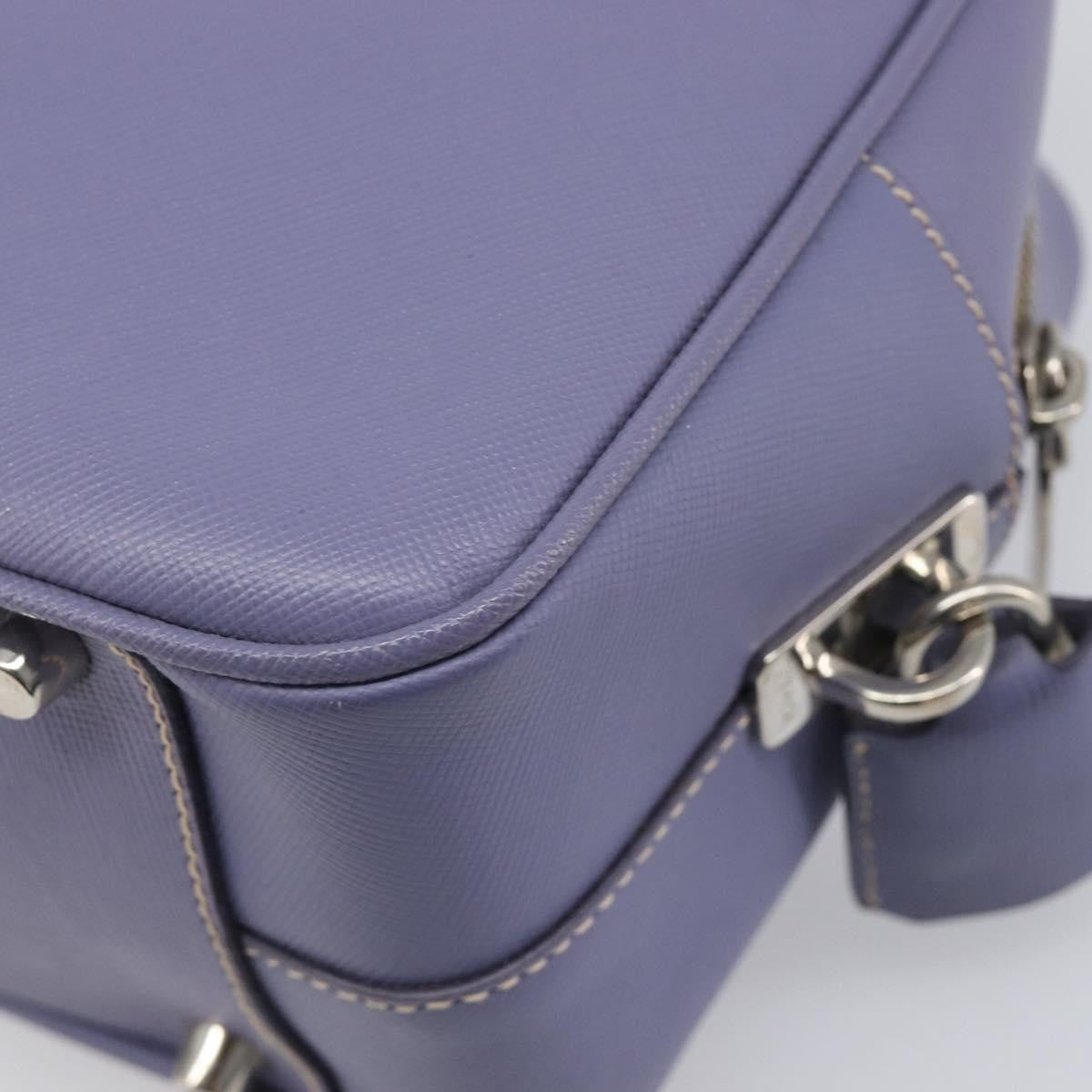 Prada Bauletto Saffiano Purple Leather Handbag (Pre-Owned)