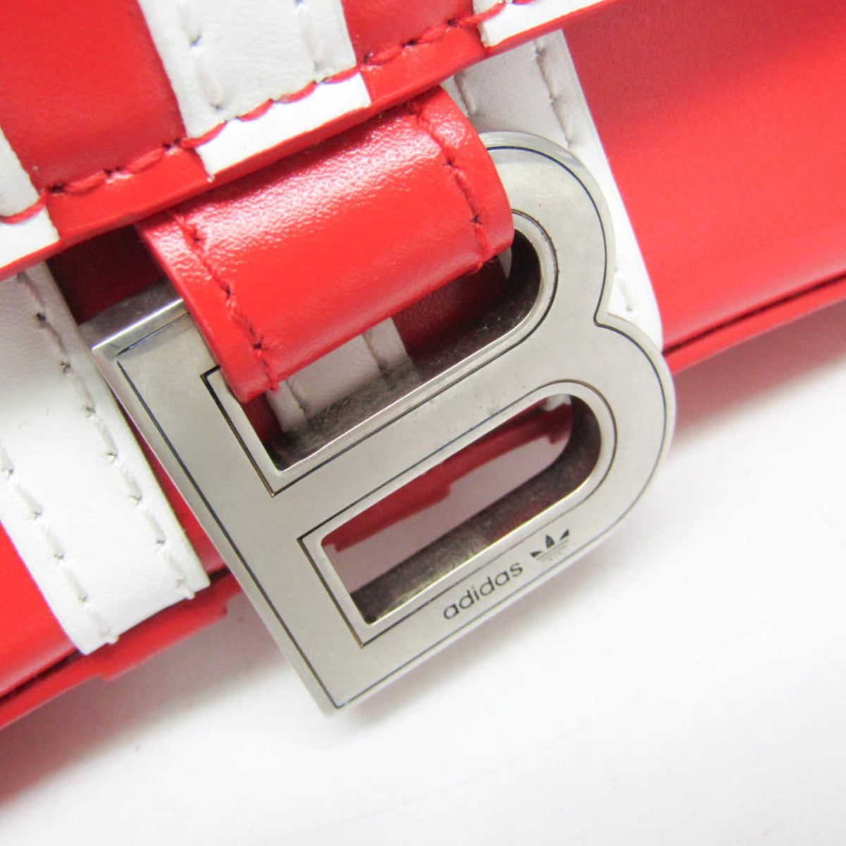 Balenciaga X Adidas Hourglass Top Handle Leather Red Leather Handbag (Pre-Owned)
