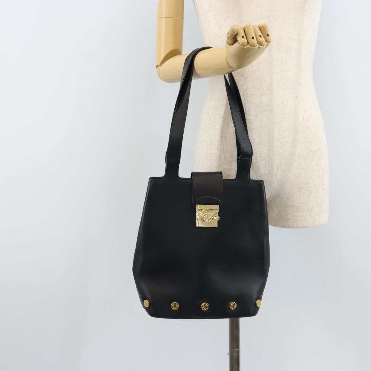 Salvatore Ferragamo Vintage Leather Black Leather Tote Bag Bag (Pre-Owned)