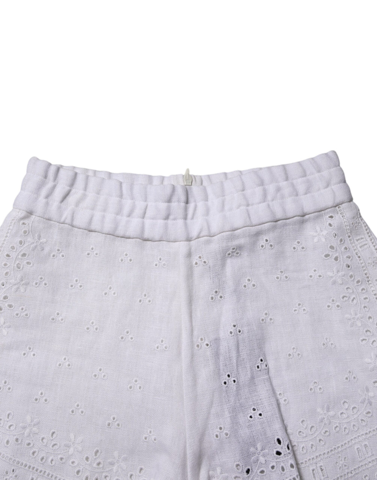 Dolce & Gabbana White Linen High Waisted Hot Pants Women's Shorts (Pre-Owned)