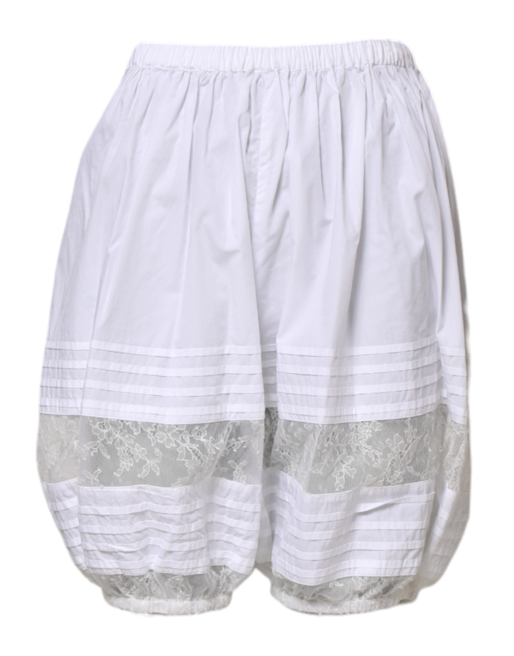 Dolce & Gabbana White Lace Paneled Cotton High Waisted Women's Shorts (Pre-Owned)