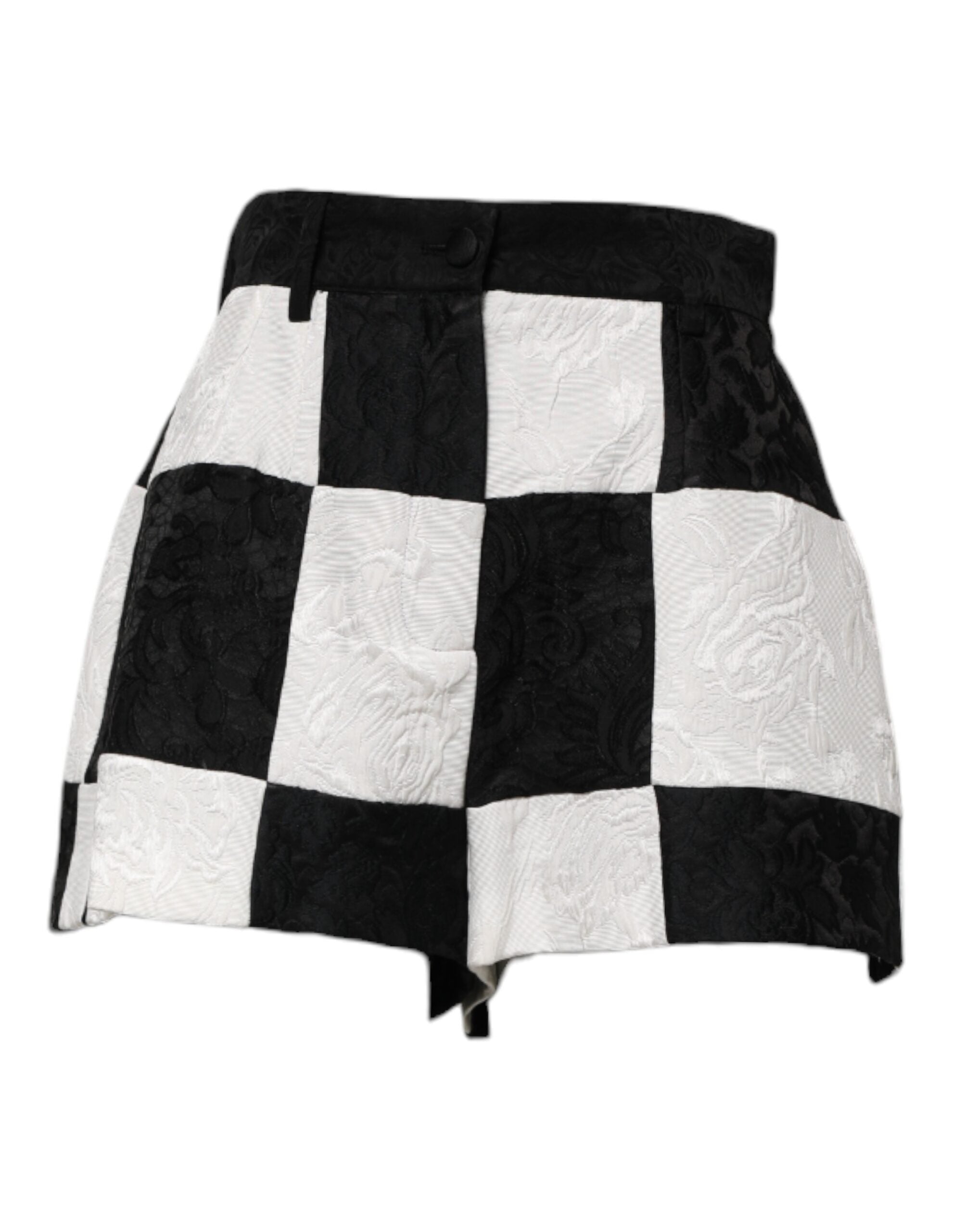 Dolce & Gabbana Black White Floral Brocade Hot Pants Women's Shorts