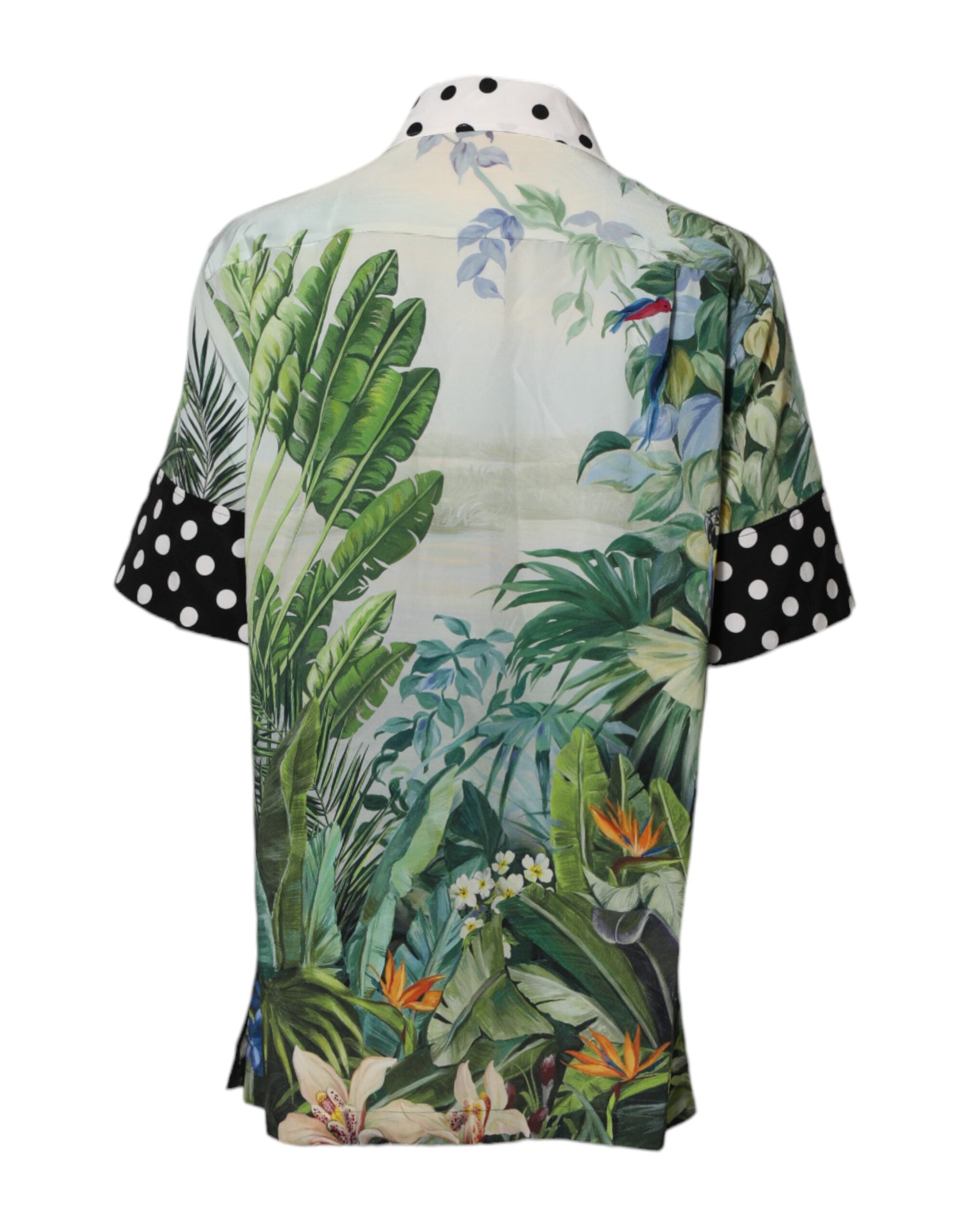 Dolce & Gabbana Multicolor Printed Silk Collared Shirt Women's Top