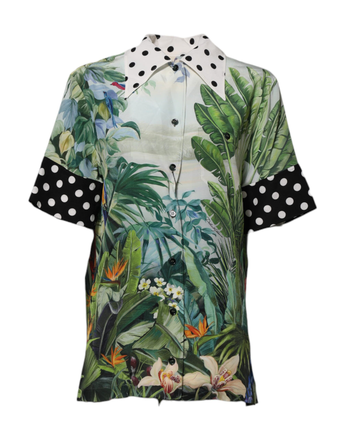 Dolce & Gabbana Multicolor Printed Silk Collared Shirt Women's Top